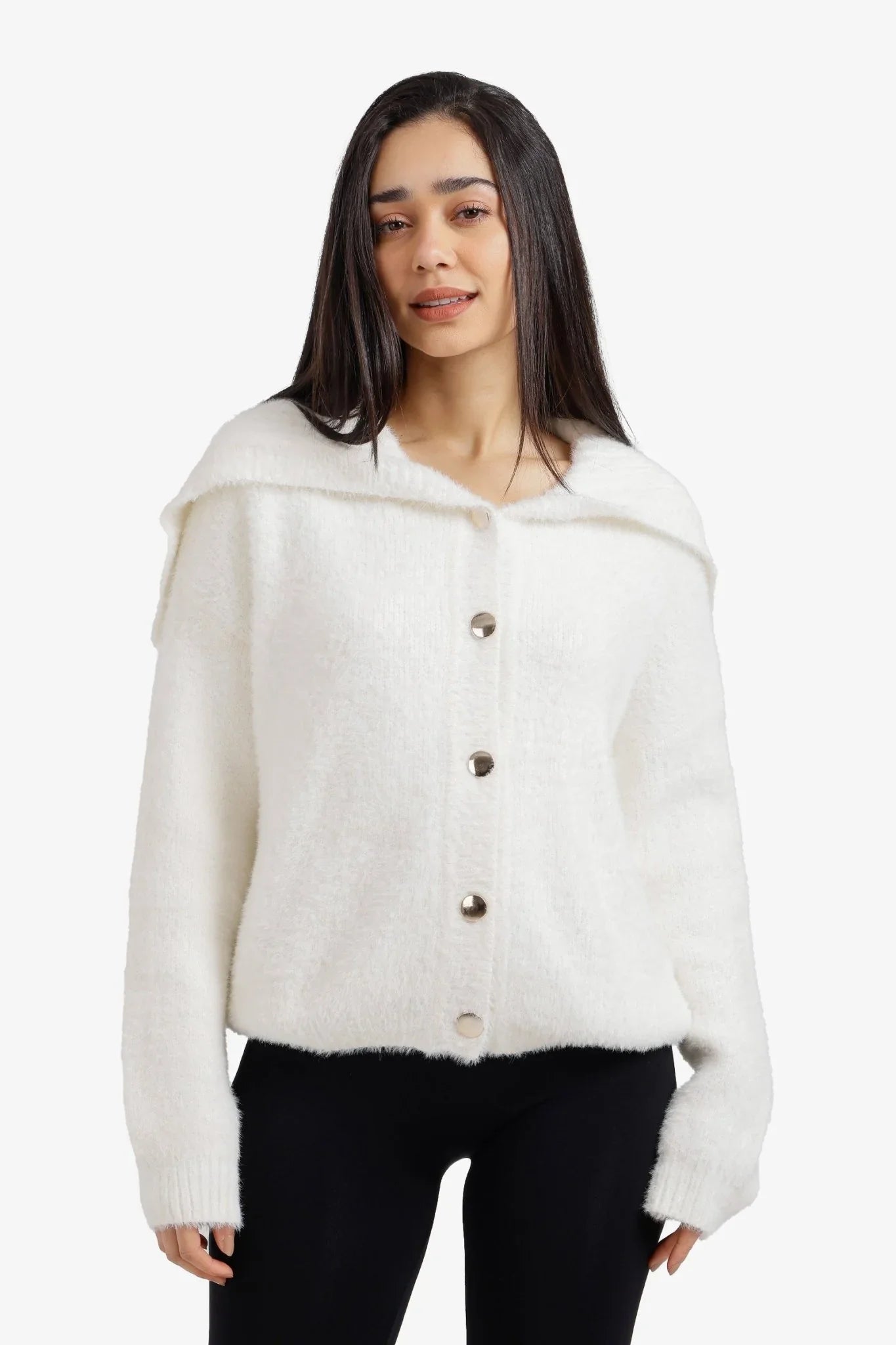 Fold - Over Collar Cardigan - Clue - Babazzaro
