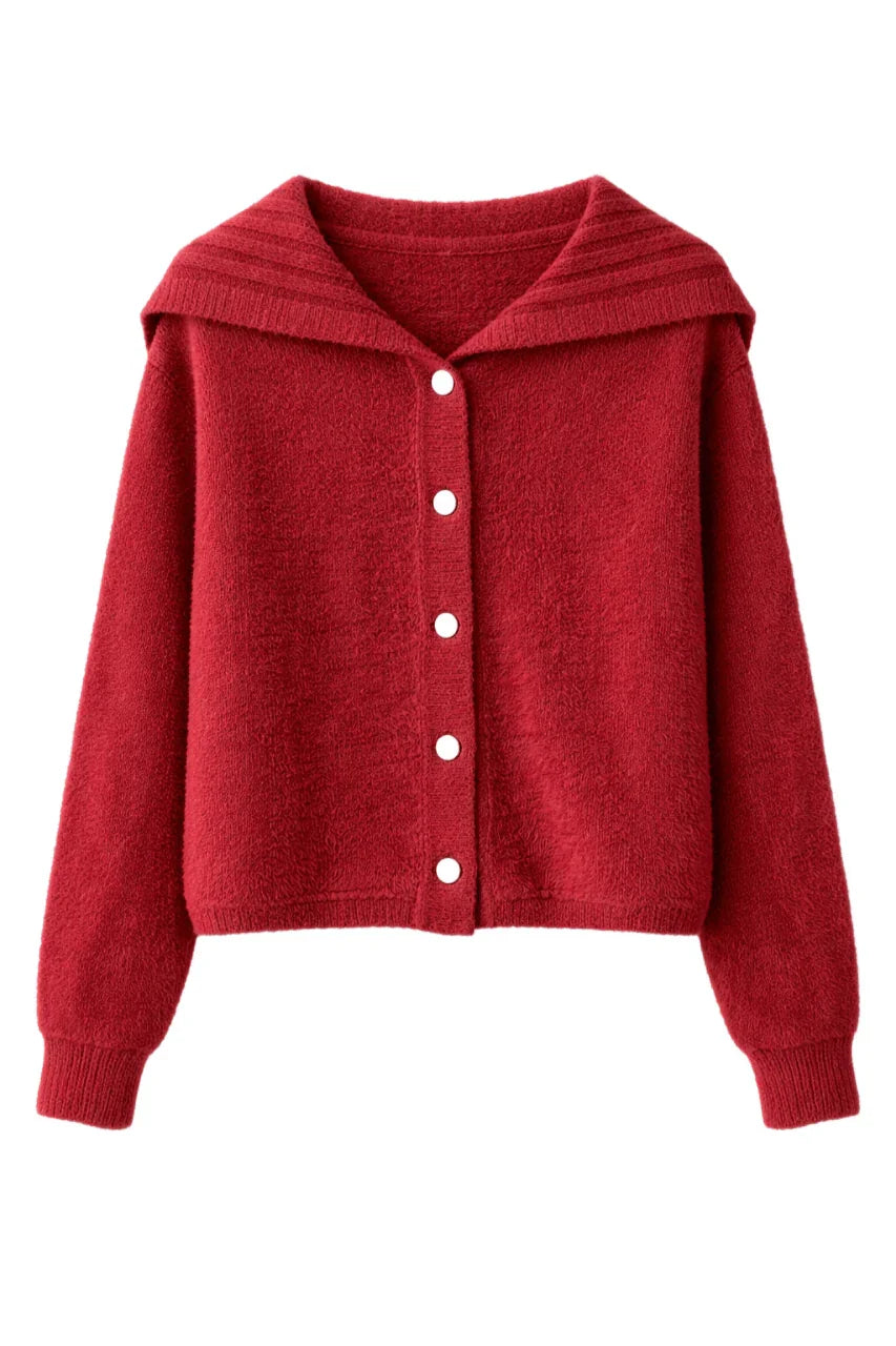 Fold - Over Collar Cardigan - Clue - Babazzaro