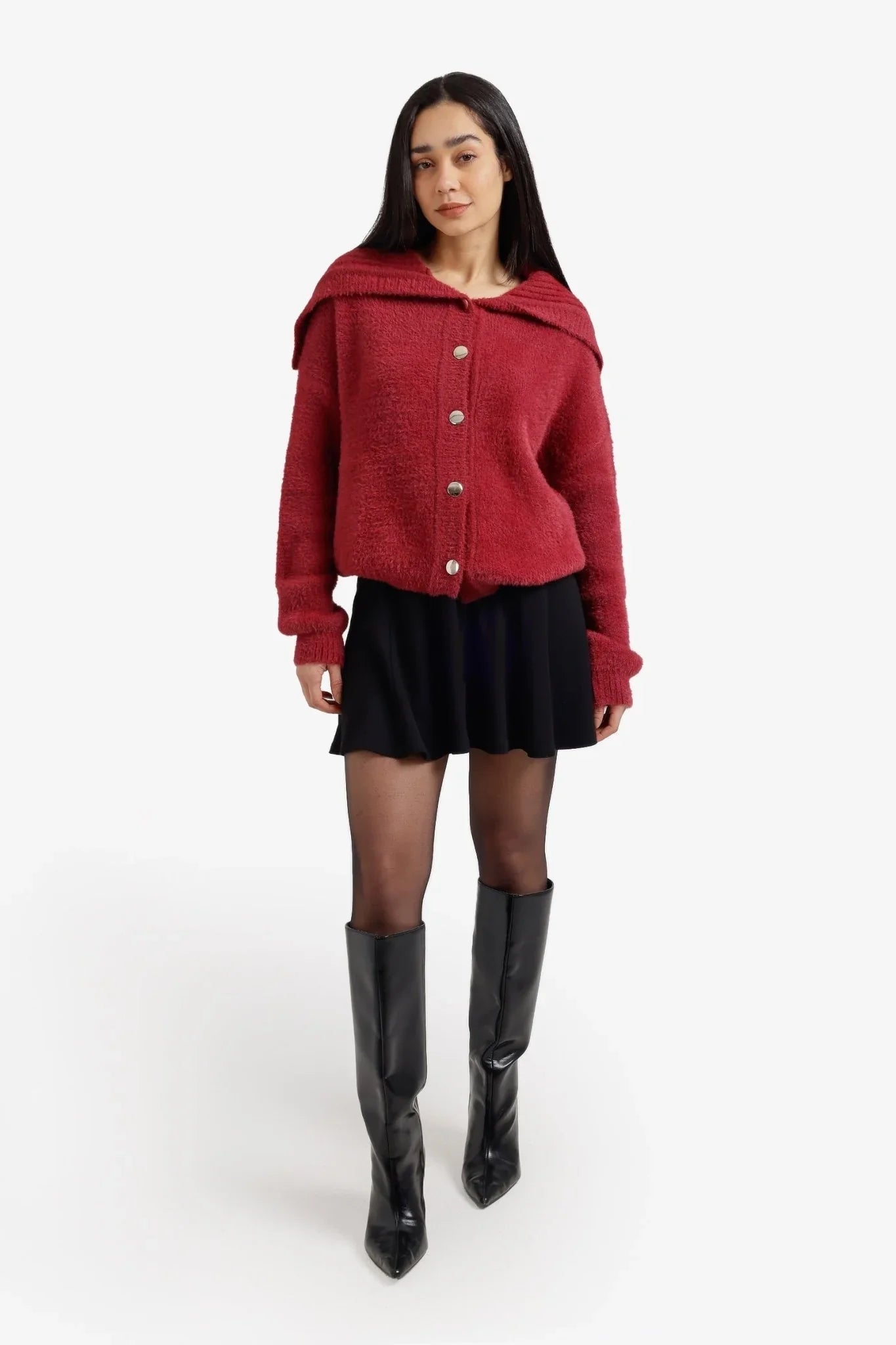 Fold - Over Collar Cardigan - Clue - Babazzaro