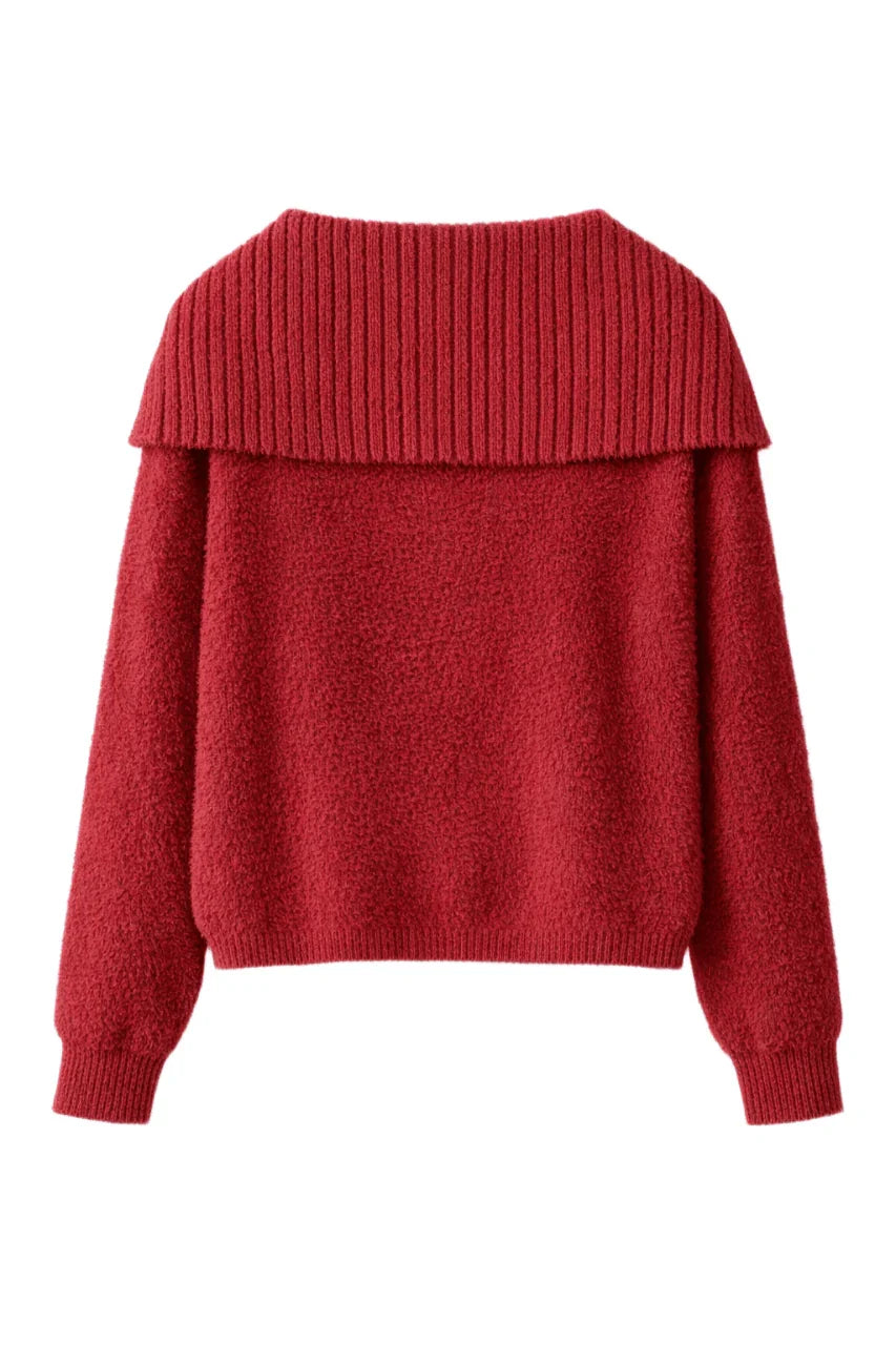 Fold - Over Collar Cardigan - Clue - Babazzaro