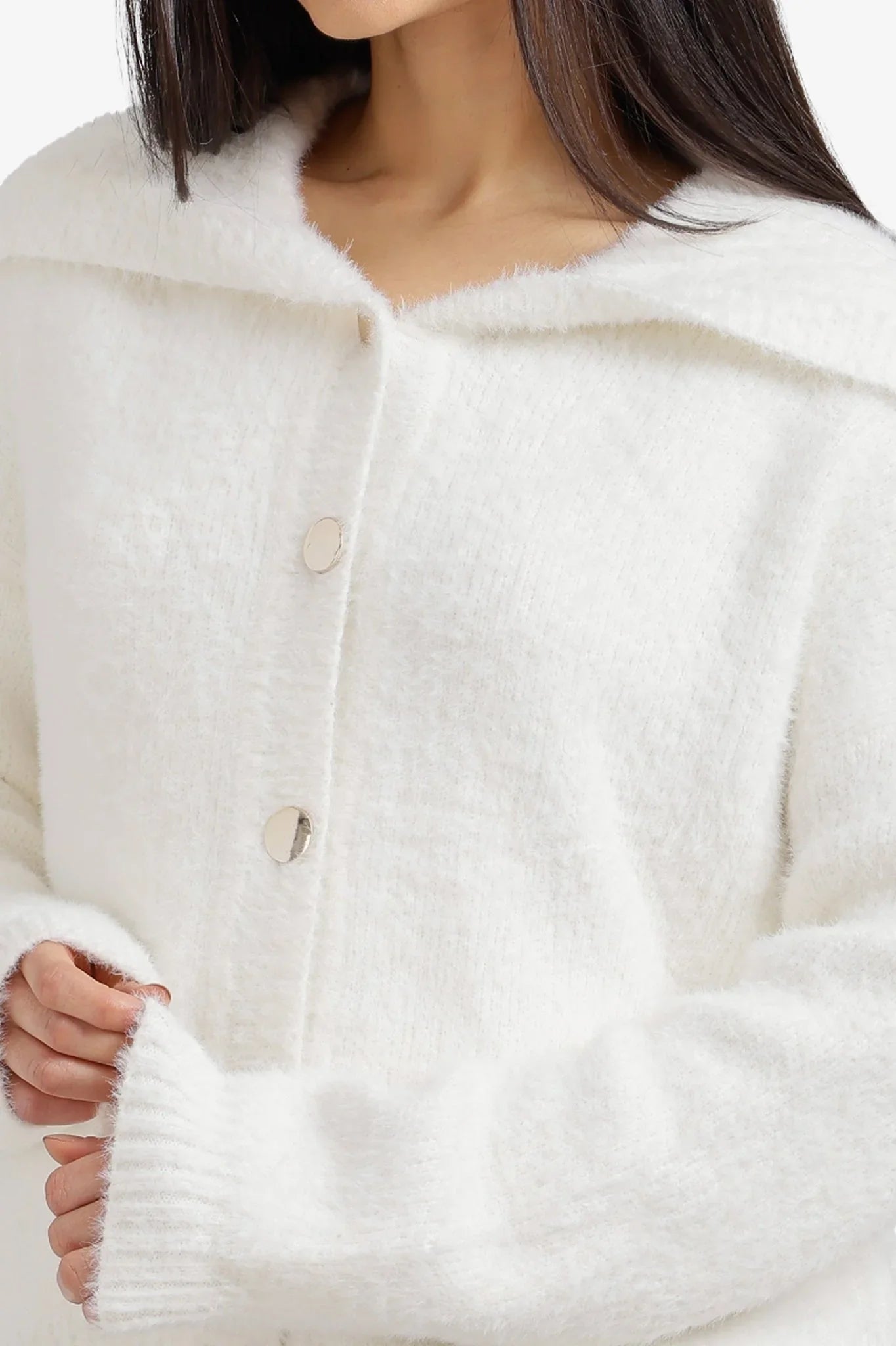 Fold - Over Collar Cardigan - Clue - Babazzaro