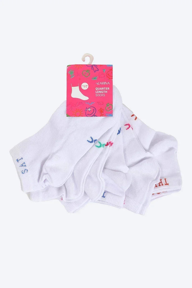 Girly Quarter Length Socks - 7 Pairs - Carina 1