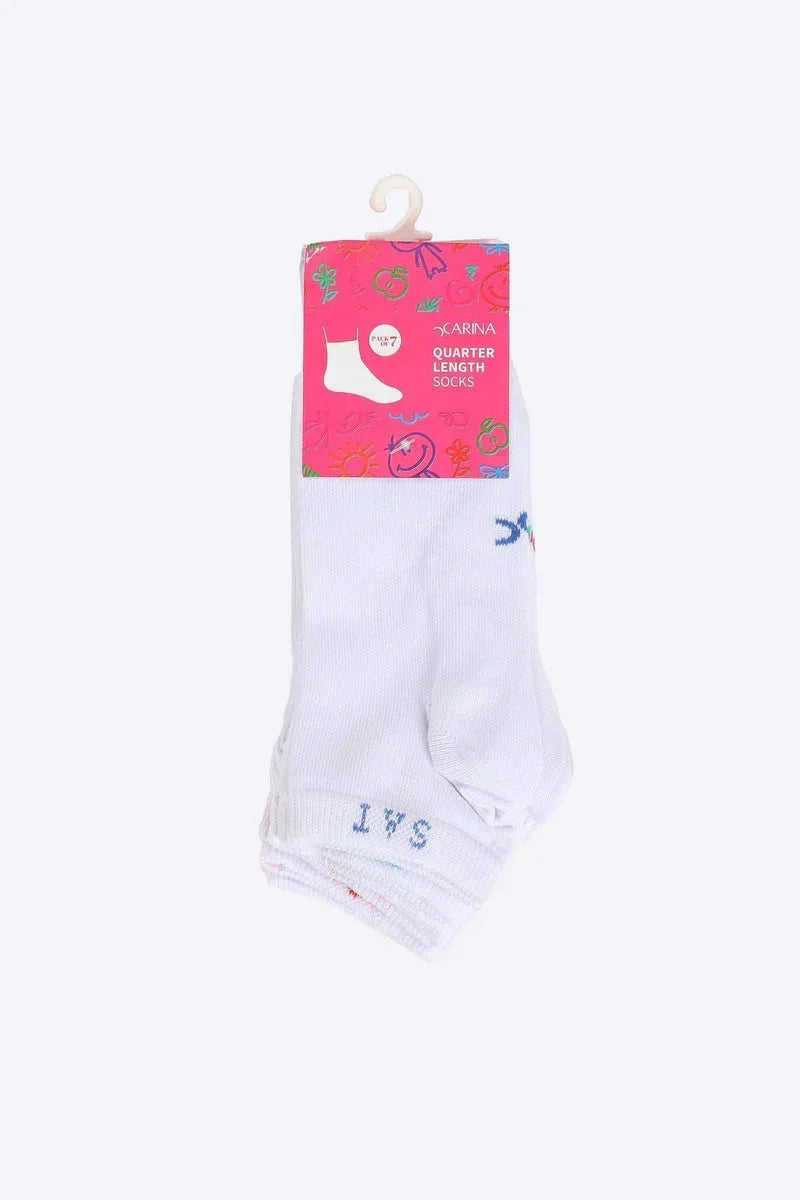 Girly Quarter Length Socks - 7 Pairs - Carina 2