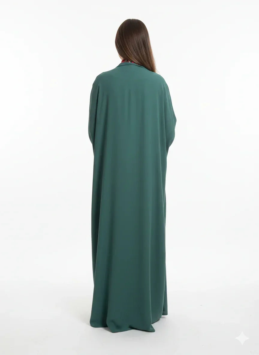 Green Kaftan with Multi - Colored Print - Urbantique - Babazzaro