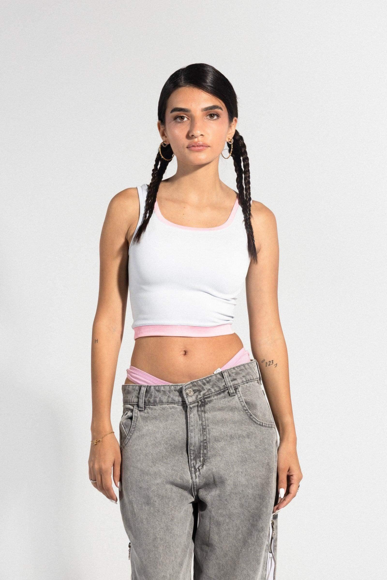 Carina - Grey/Pink - Tank Top 1