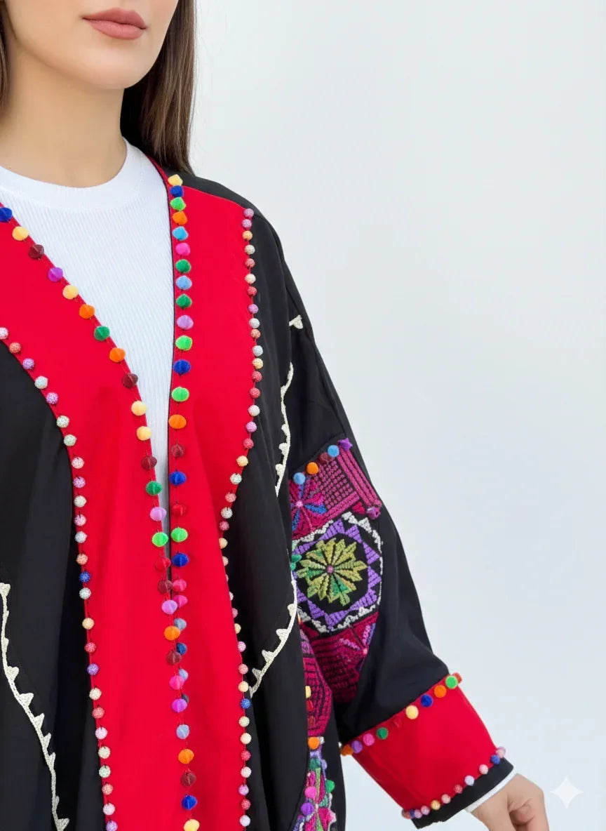Handmade Embroidery Black Kaftan - Urbantique - Babazzaro