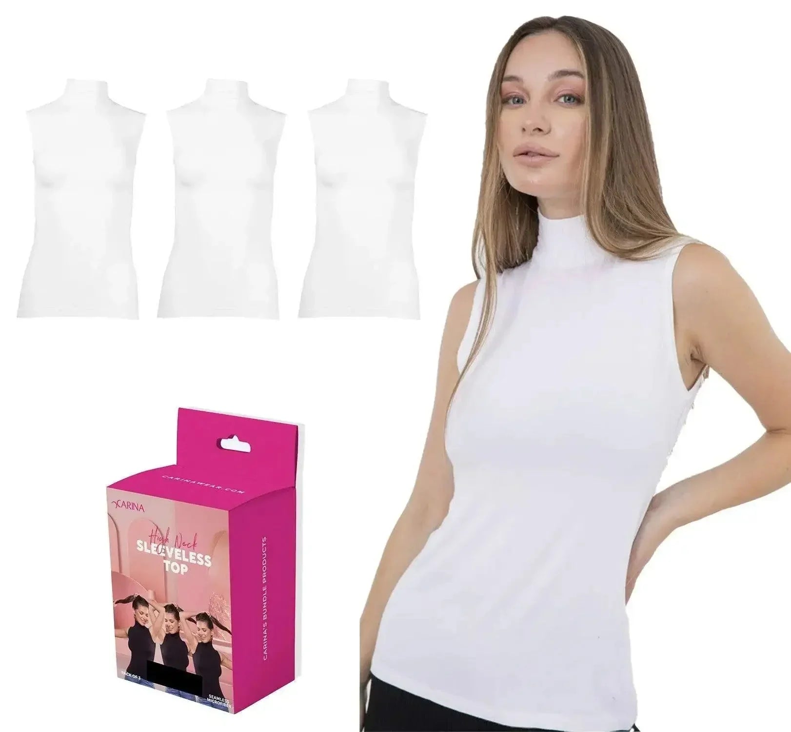 Carina - High Neck Seamless Viscose Sleeveless Top Pack of 3 3
