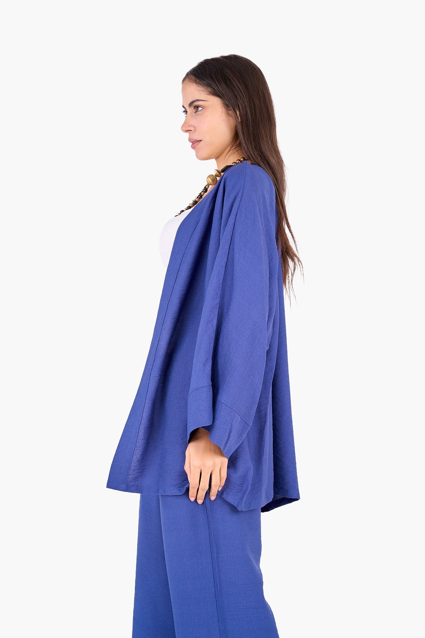 Hip Length Tencel Cardigan - Clue - Babazzaro
