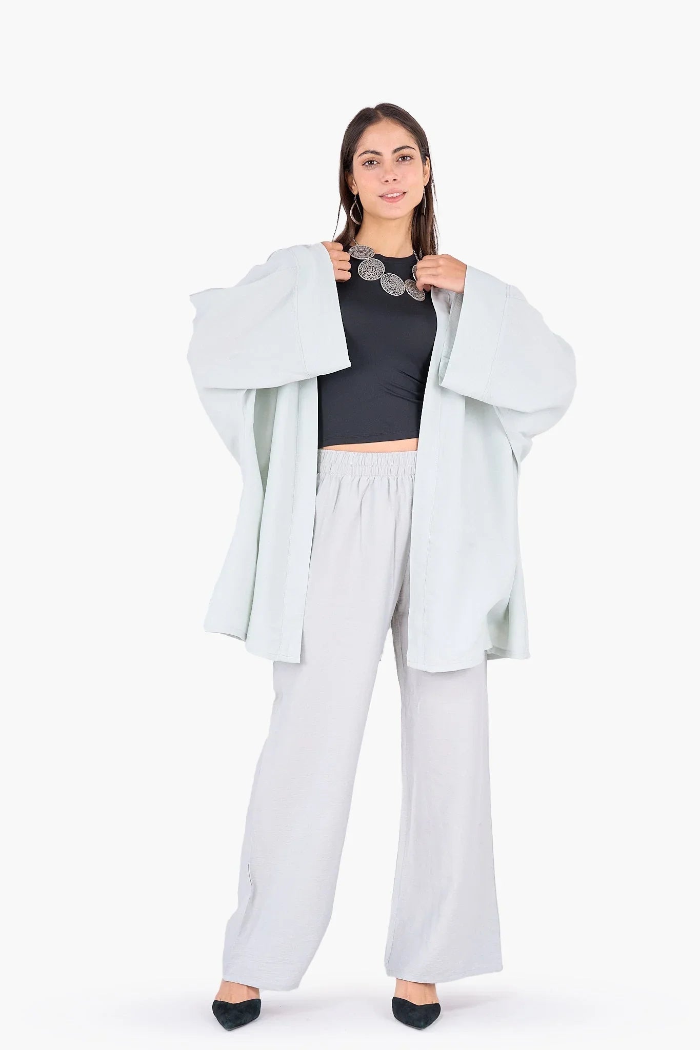 Hip Length Tencel Cardigan - Clue - Babazzaro