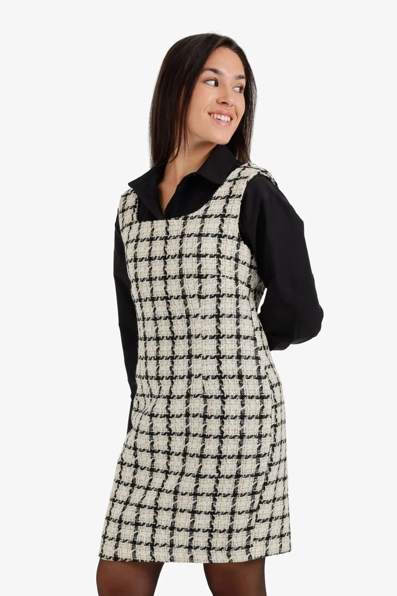 Houndstooth Sleeveless Dress - Clue - Babazzaro