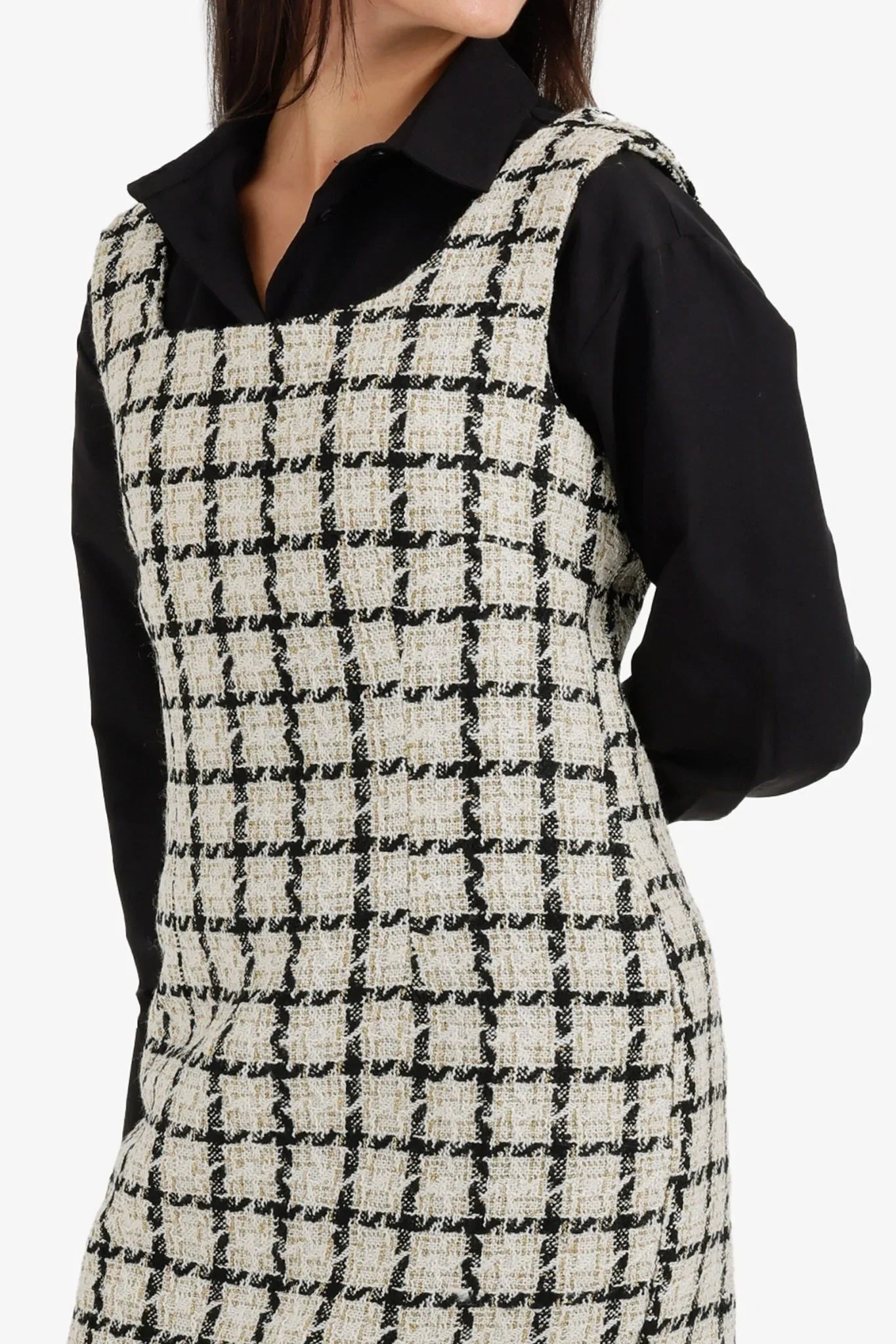 Houndstooth Sleeveless Dress - Clue - Babazzaro