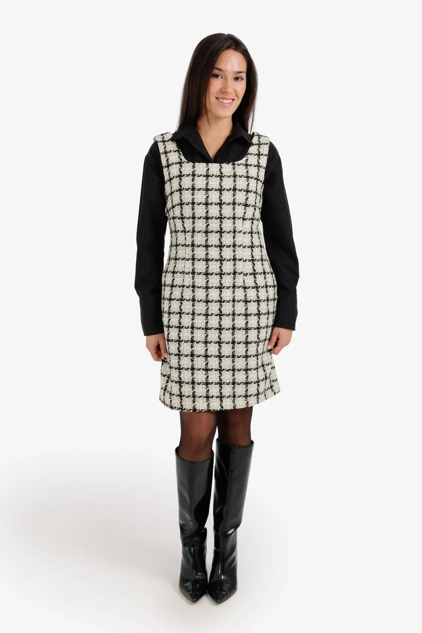 Houndstooth Sleeveless Dress - Clue - Babazzaro