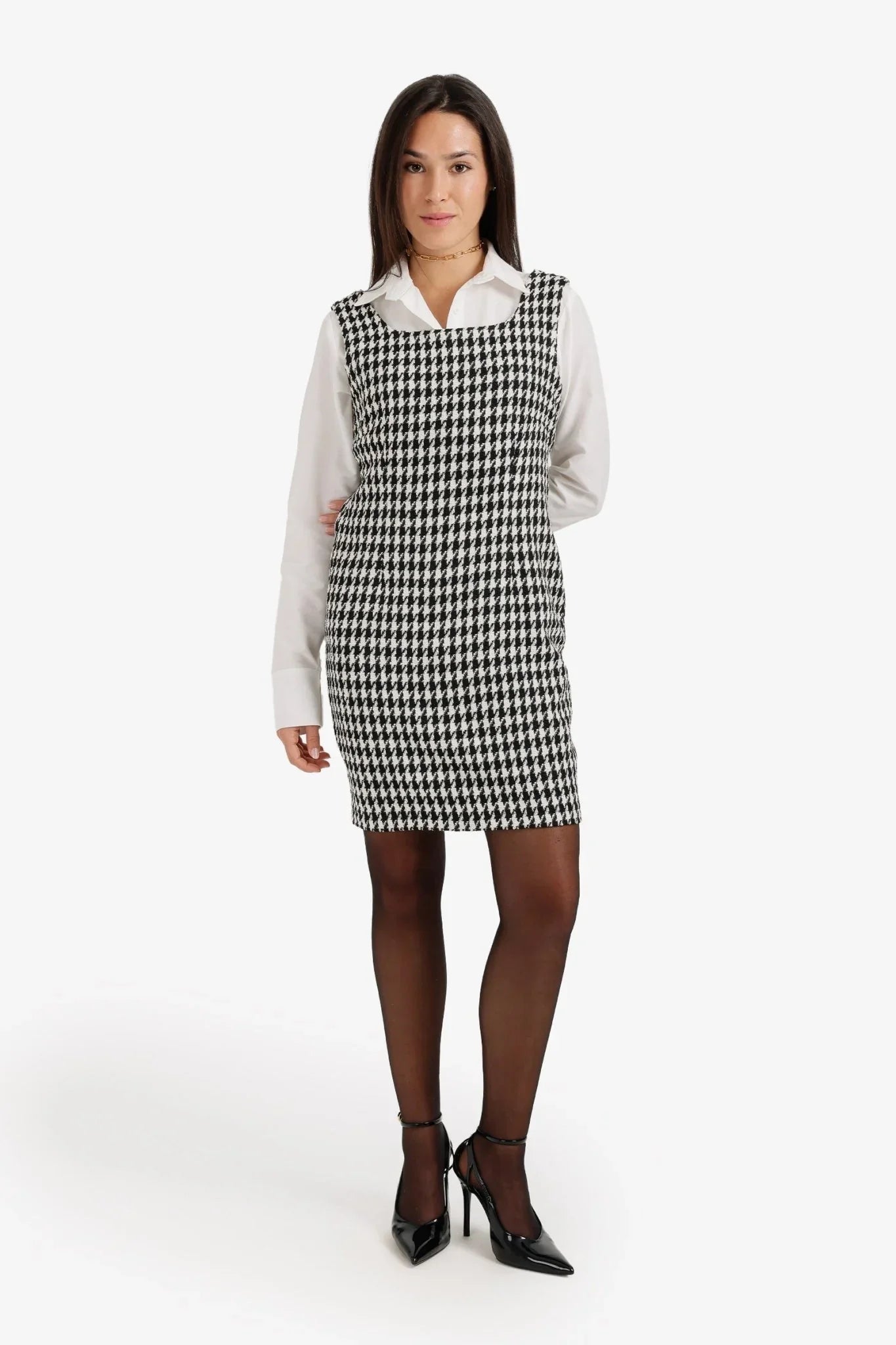 Houndstooth Sleeveless Dress - Clue - Babazzaro