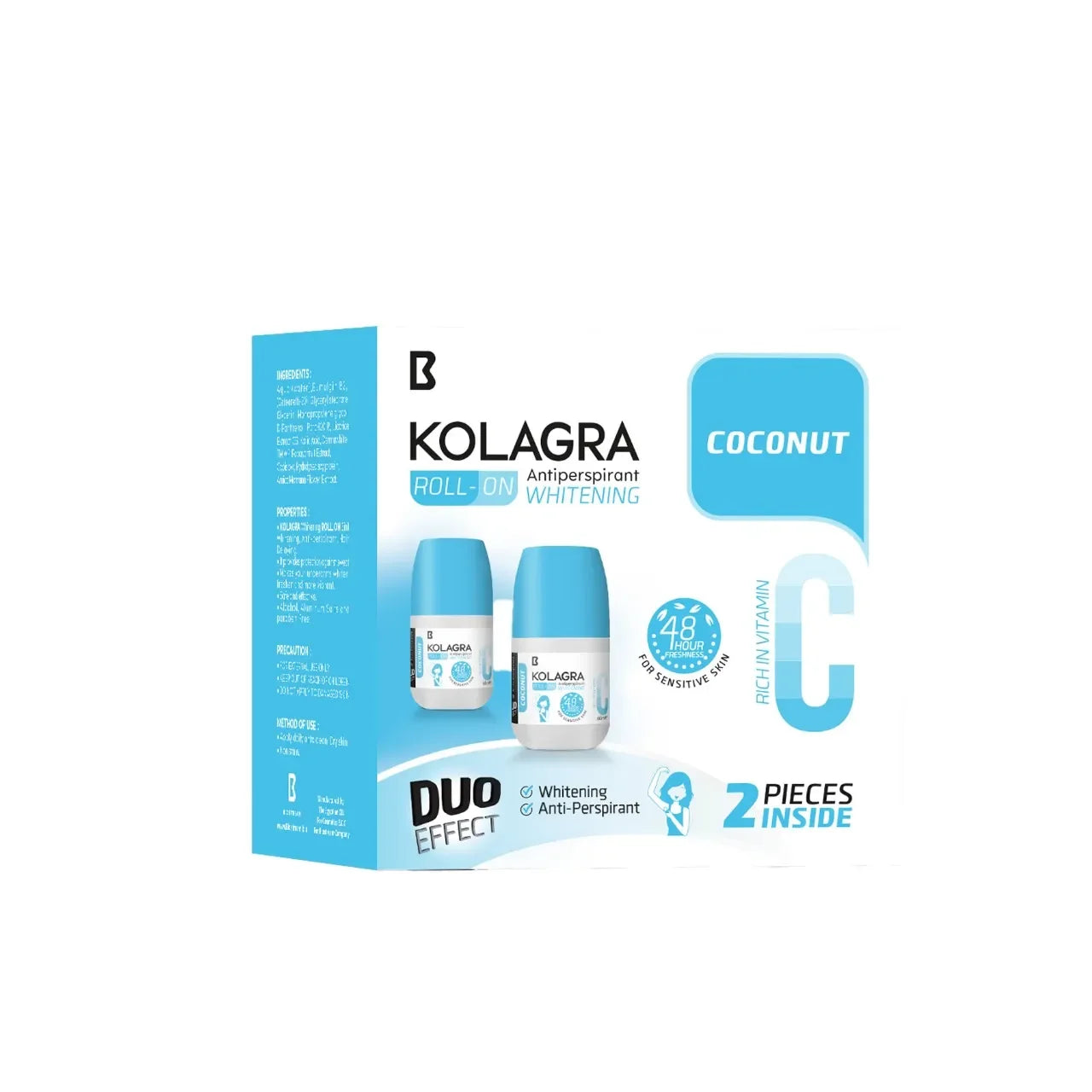 Biostream - Kolagra whitening Roll on 2*1 Coconut promo pack 1+1 1