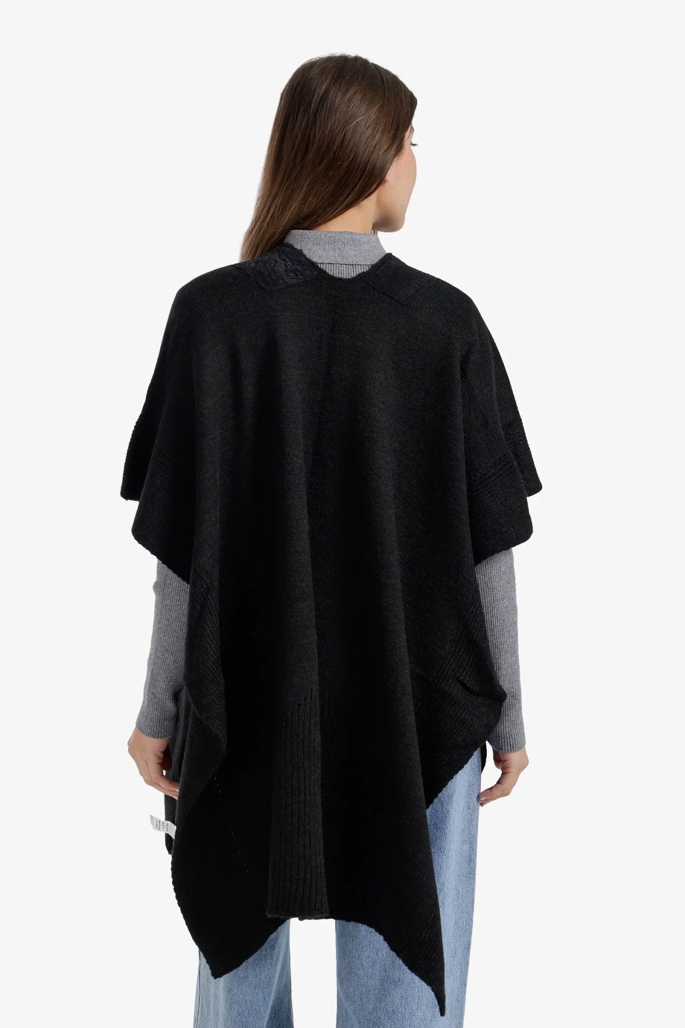 Lace - Trim Asymmetric Poncho - Carina - Babazzaro