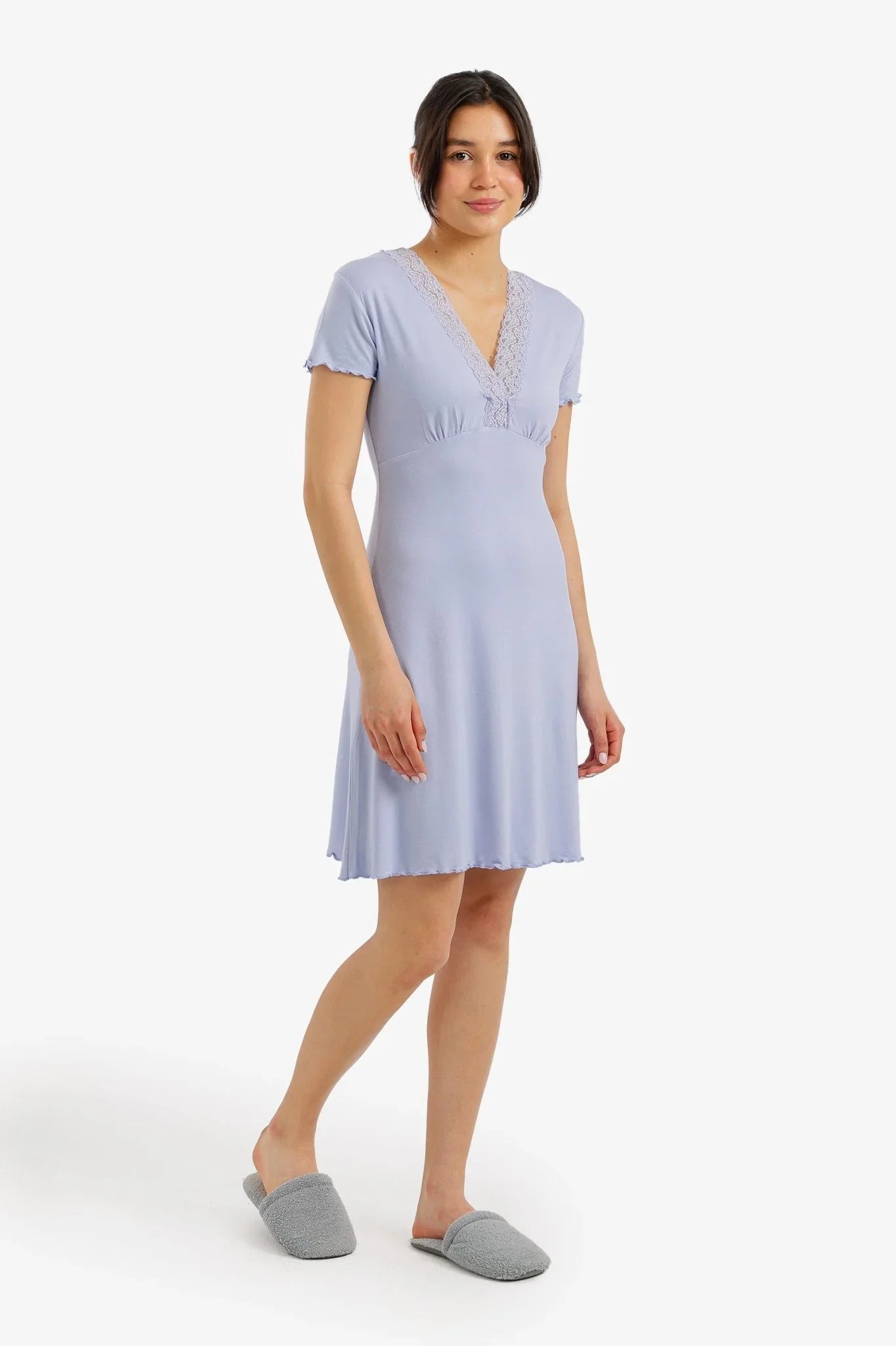 Lace V - Neck Nightgown - Carina - Babazzaro