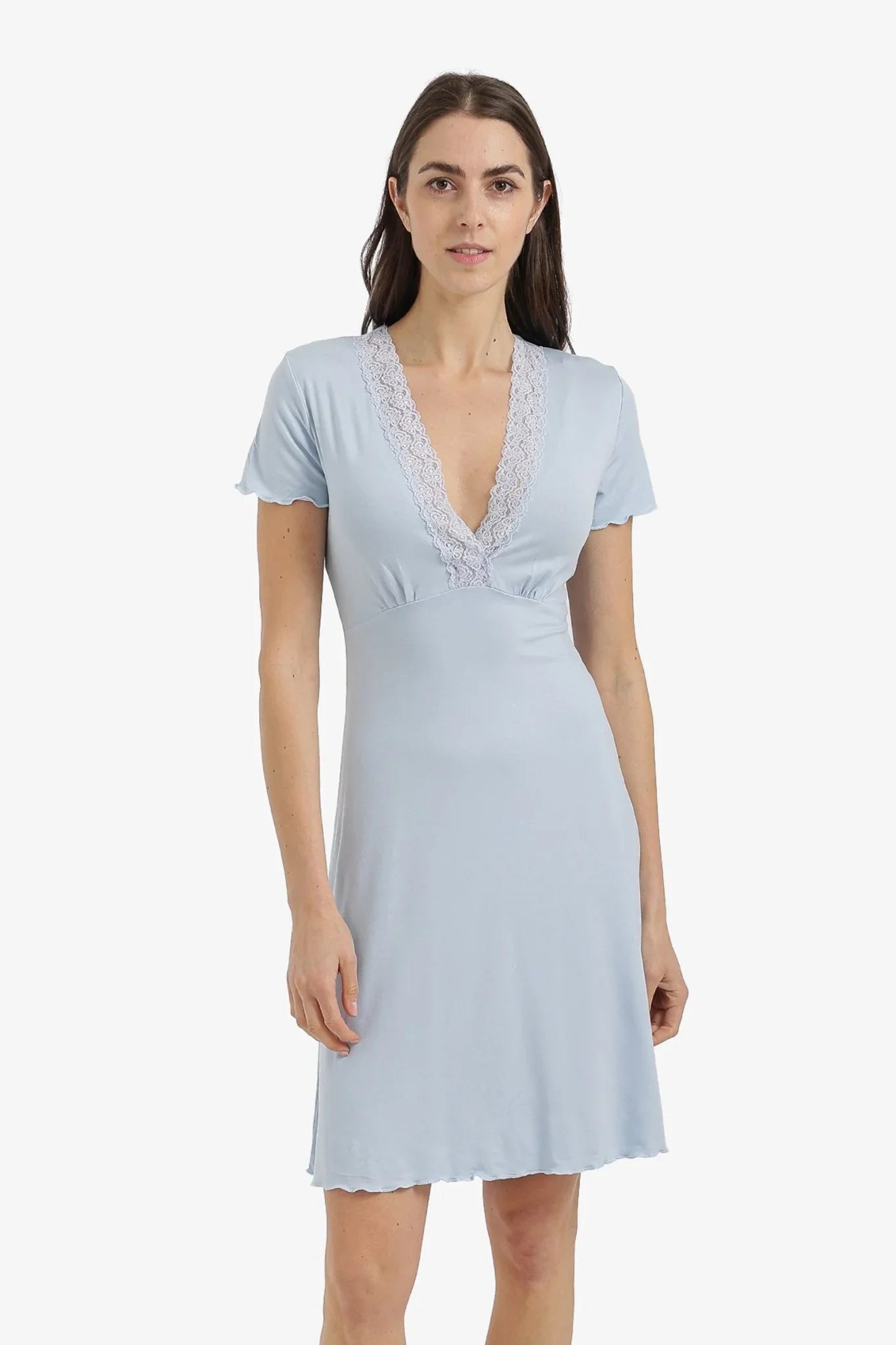 Lace V - Neck Nightgown - Carina - Babazzaro