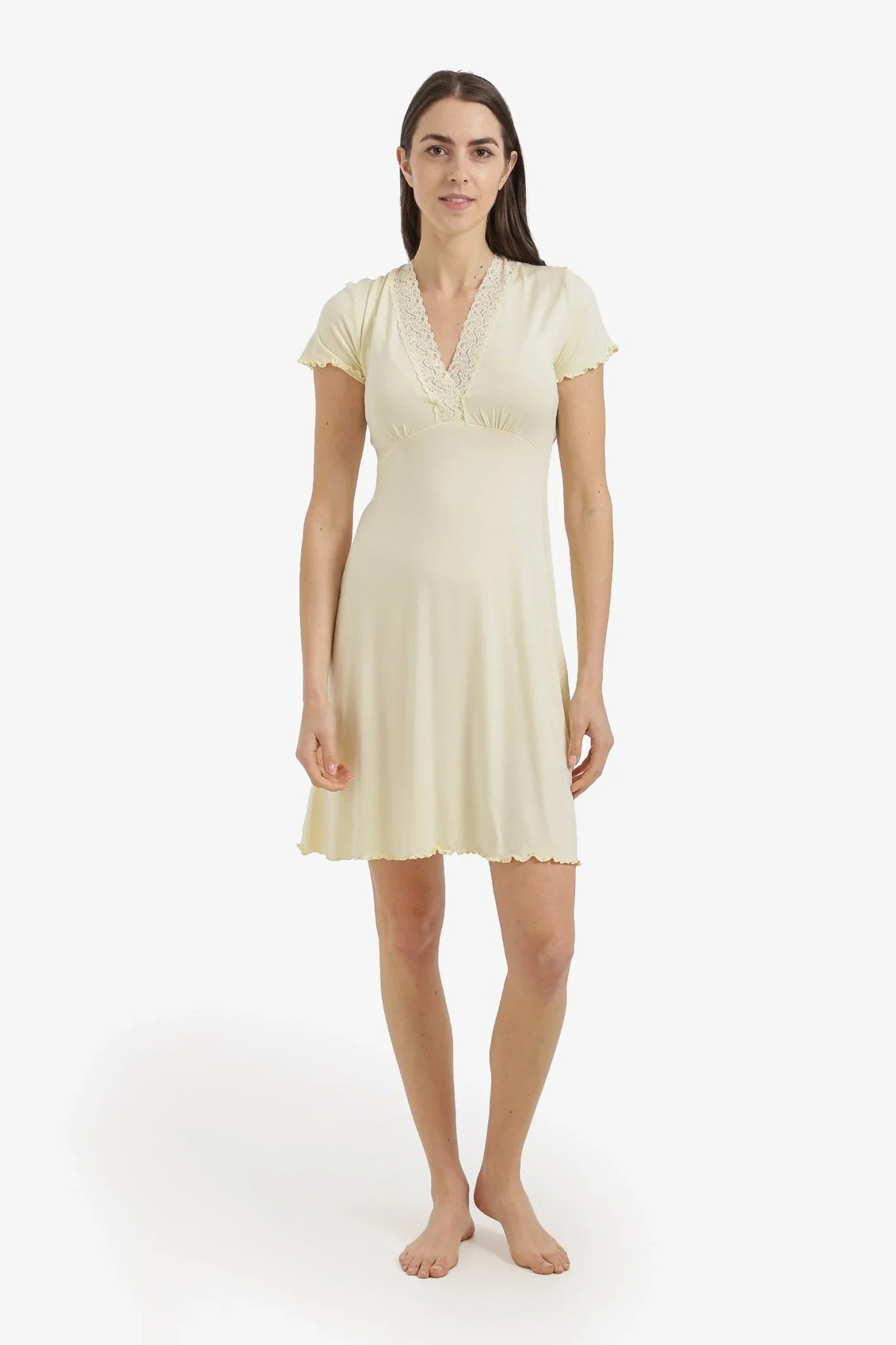 Lace V - Neck Nightgown - Carina - Babazzaro