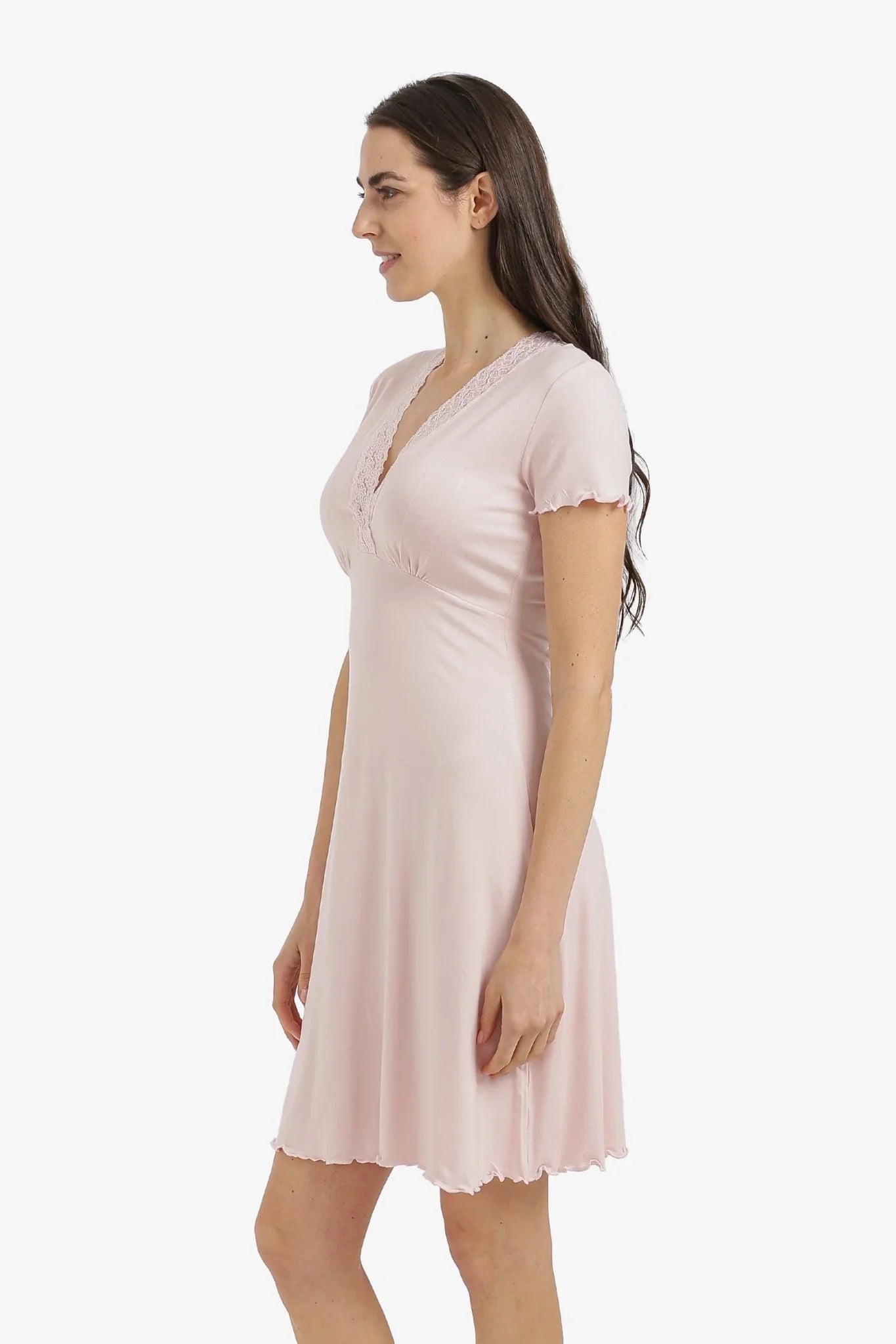 Lace V - Neck Nightgown - Carina - Babazzaro