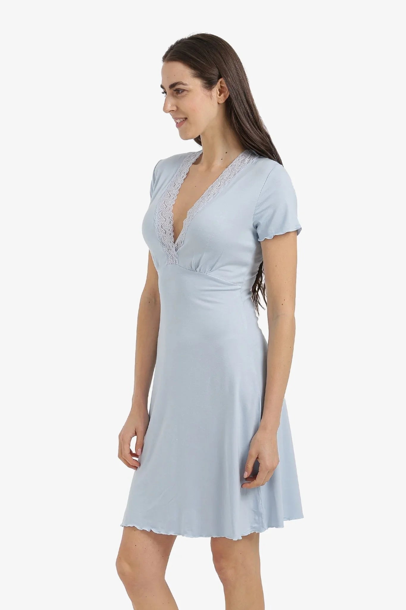 Lace V - Neck Nightgown - Carina - Babazzaro