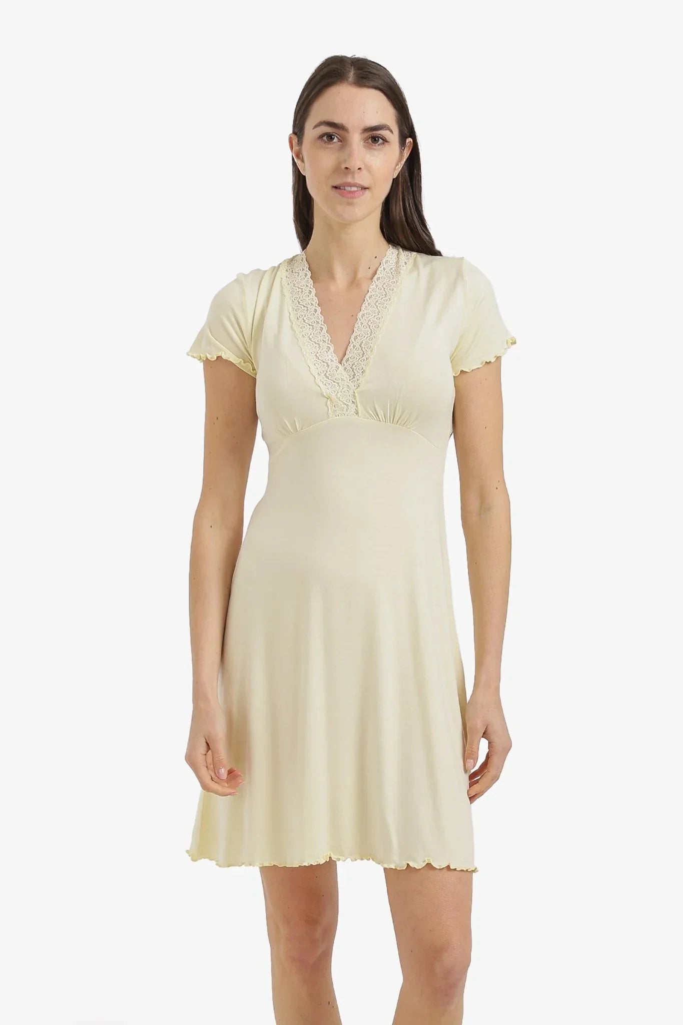 Lace V - Neck Nightgown - Carina - Babazzaro