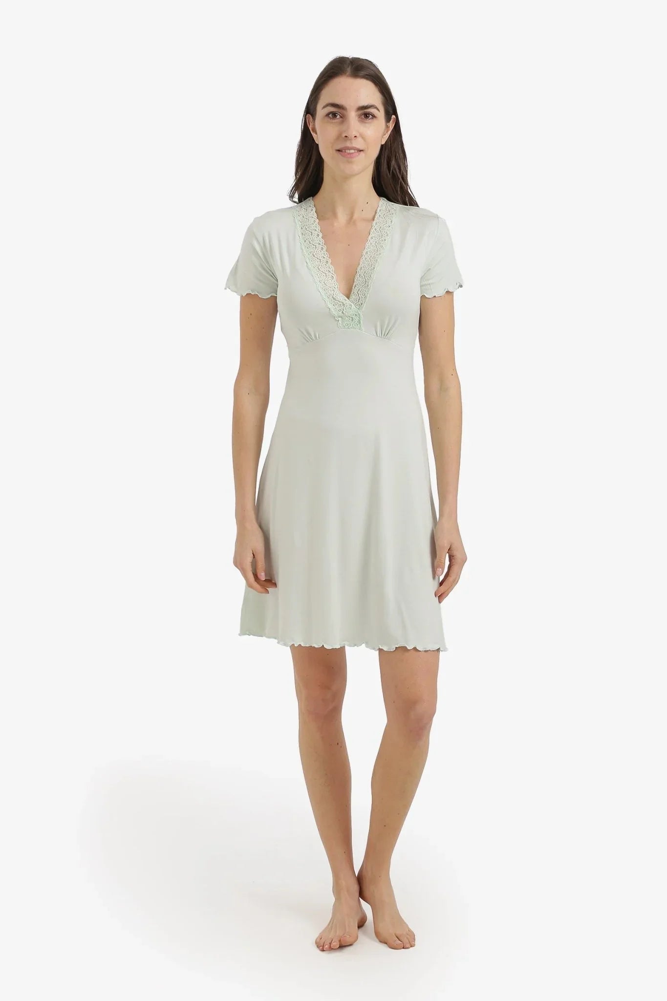 Lace V - Neck Nightgown - Carina - Babazzaro