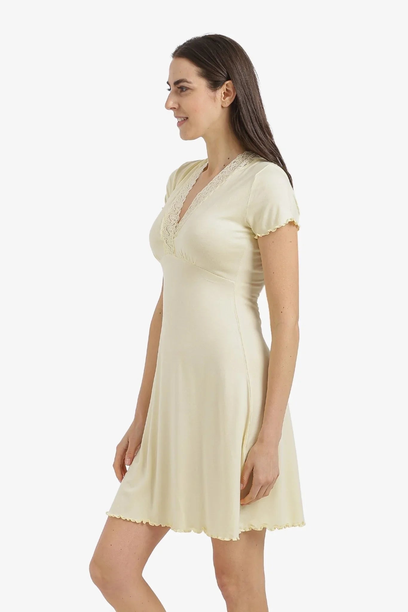 Lace V - Neck Nightgown - Carina - Babazzaro