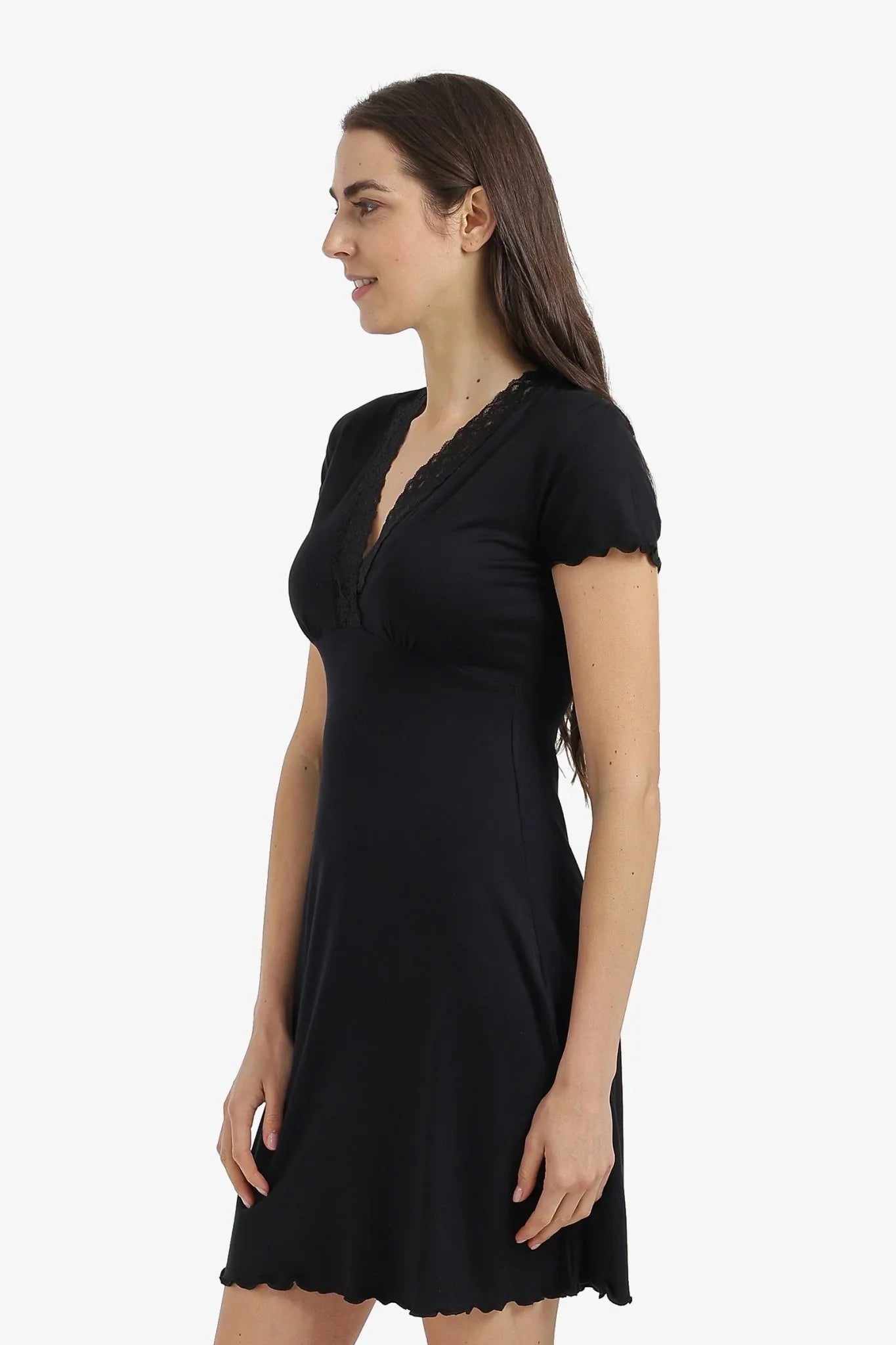 Lace V - Neck Nightgown - Carina - Babazzaro