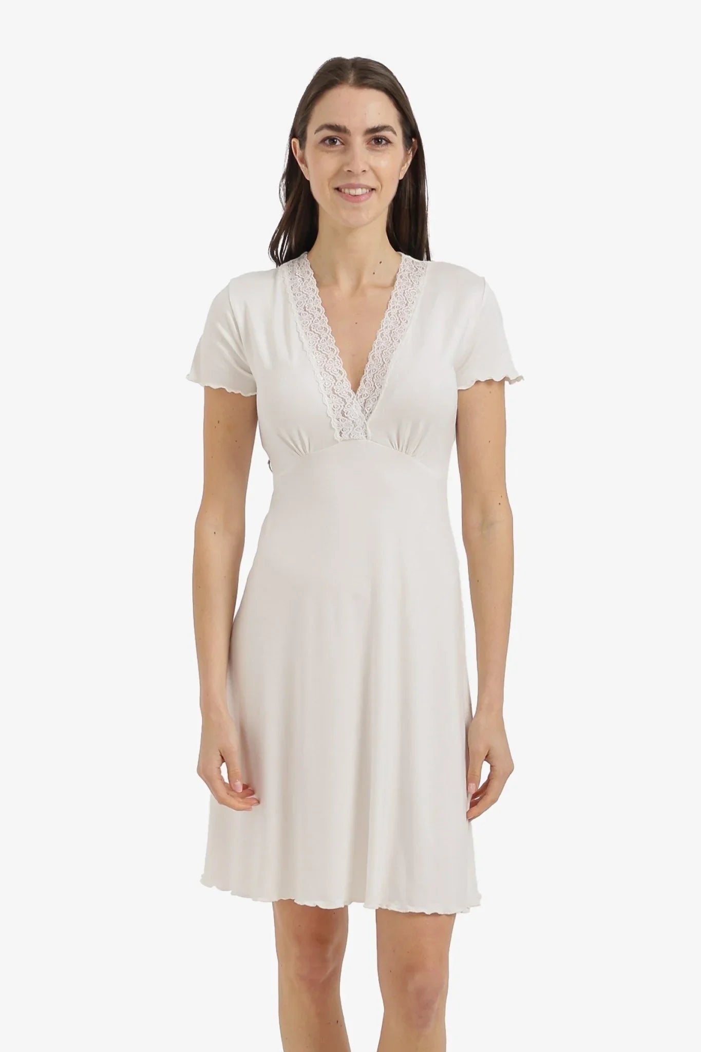 Lace V - Neck Nightgown - Carina - Babazzaro