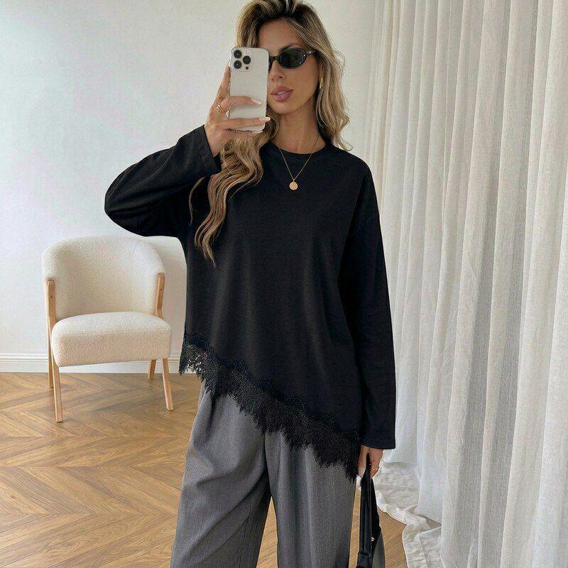 Long Slevee T-Shirt with Lace - Mimme Boutiqe - Babazzaro