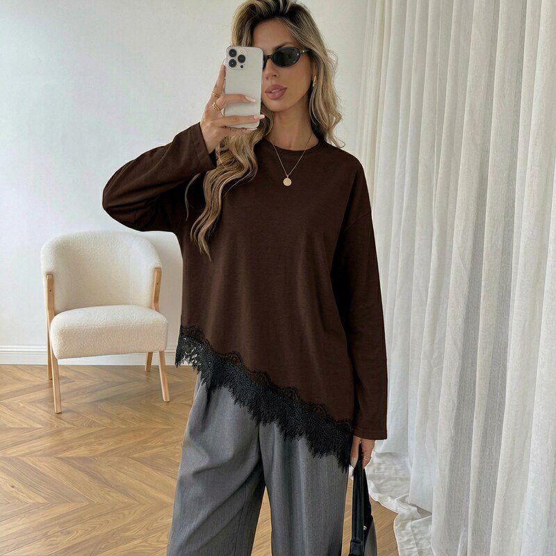 Long Slevee T-Shirt with Lace - Mimme Boutiqe - Babazzaro