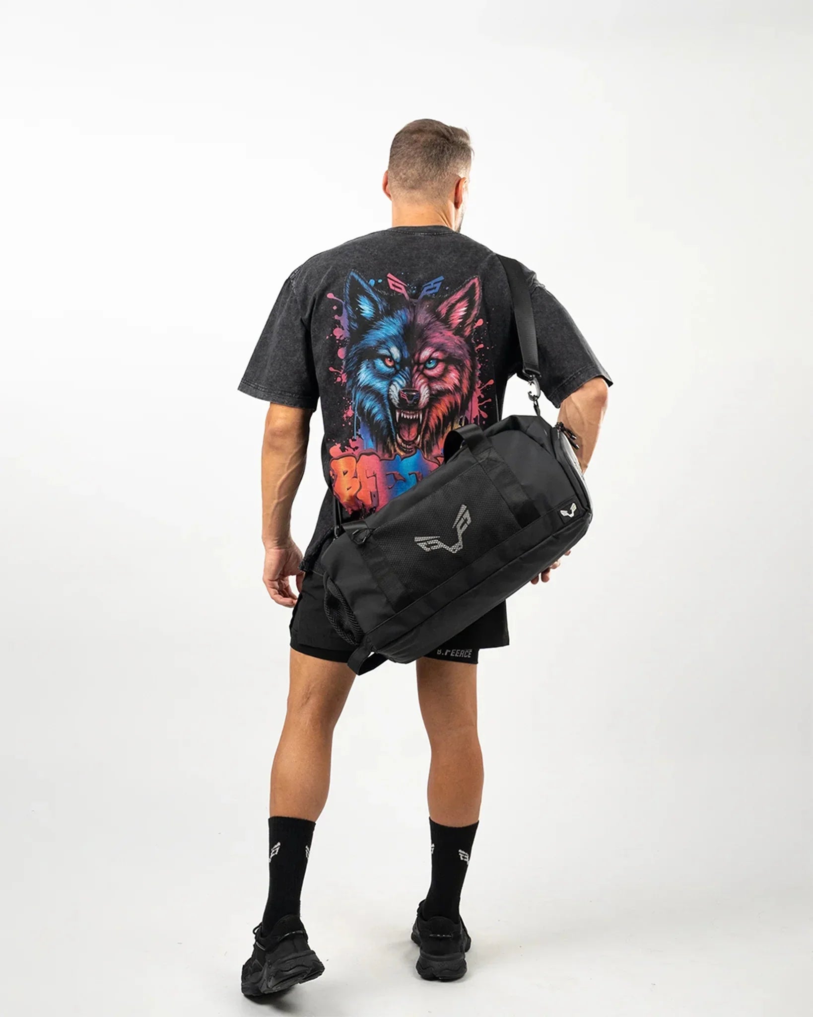 Neon Wolf Design Oversized T-Shirt Men - Bfeerce - Babazzaro