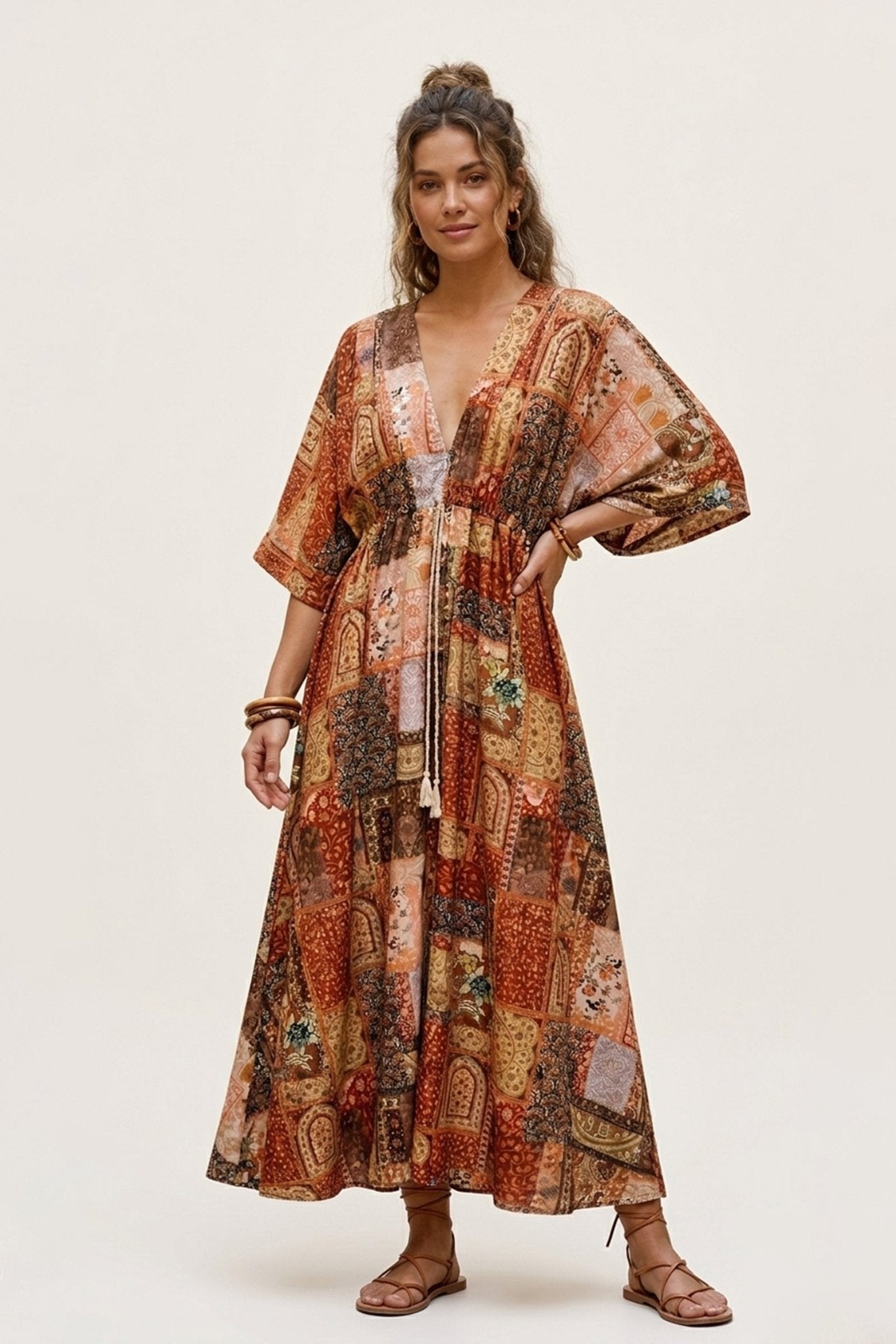 Patchwork Print Maxi Dress - Clue - Babazzaro