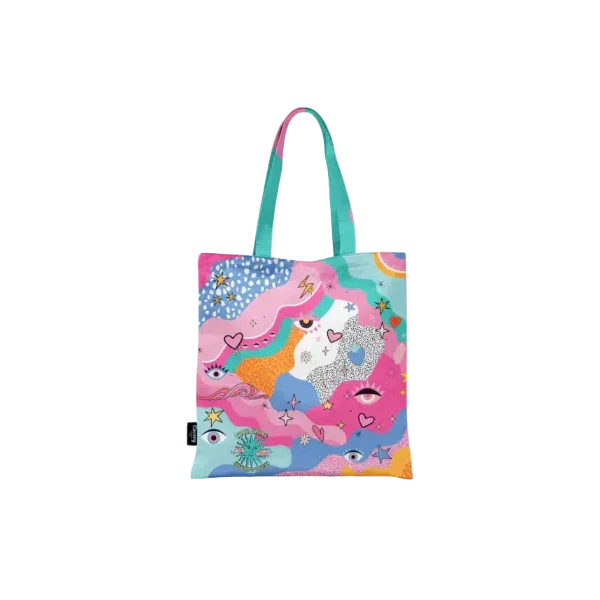 Covery - Pink Eyes Totebag Hand Printed 1