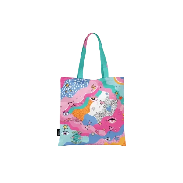 Pink Eyes Totebag Hand Printed - Covery - Babazzaro