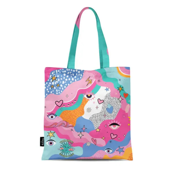 Covery - Pink Eyes Totebag Hand Printed 2