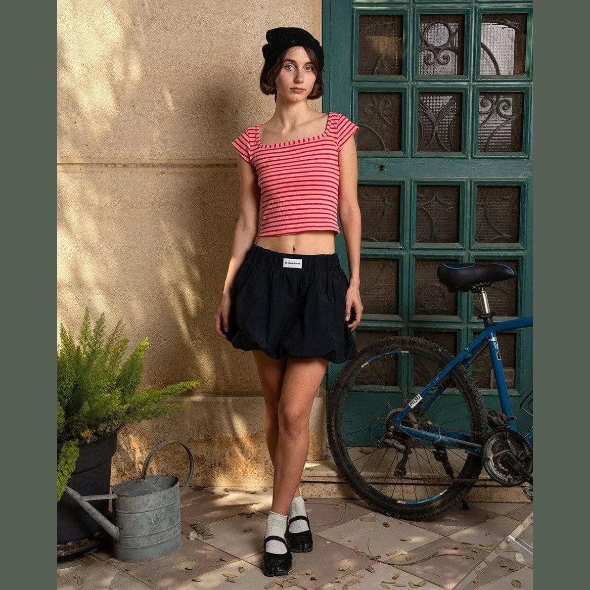 Pink Striped Square Neck Top - In your shoe 2