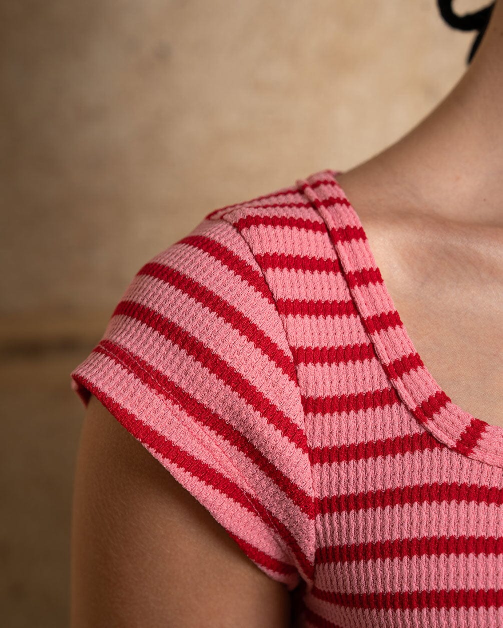 In your shoe - Pink Striped Square Neck Top 3