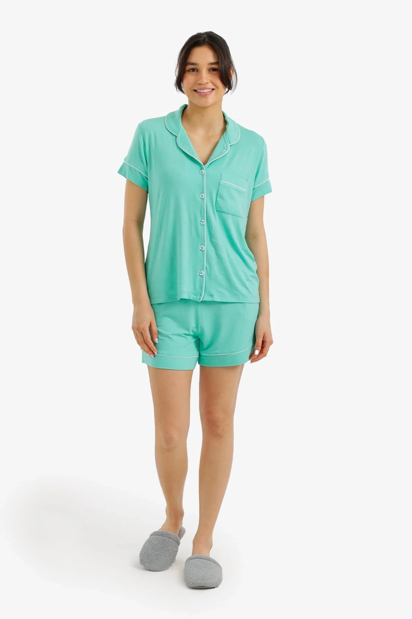 Piped Short Pyjama Set - Carina - Babazzaro