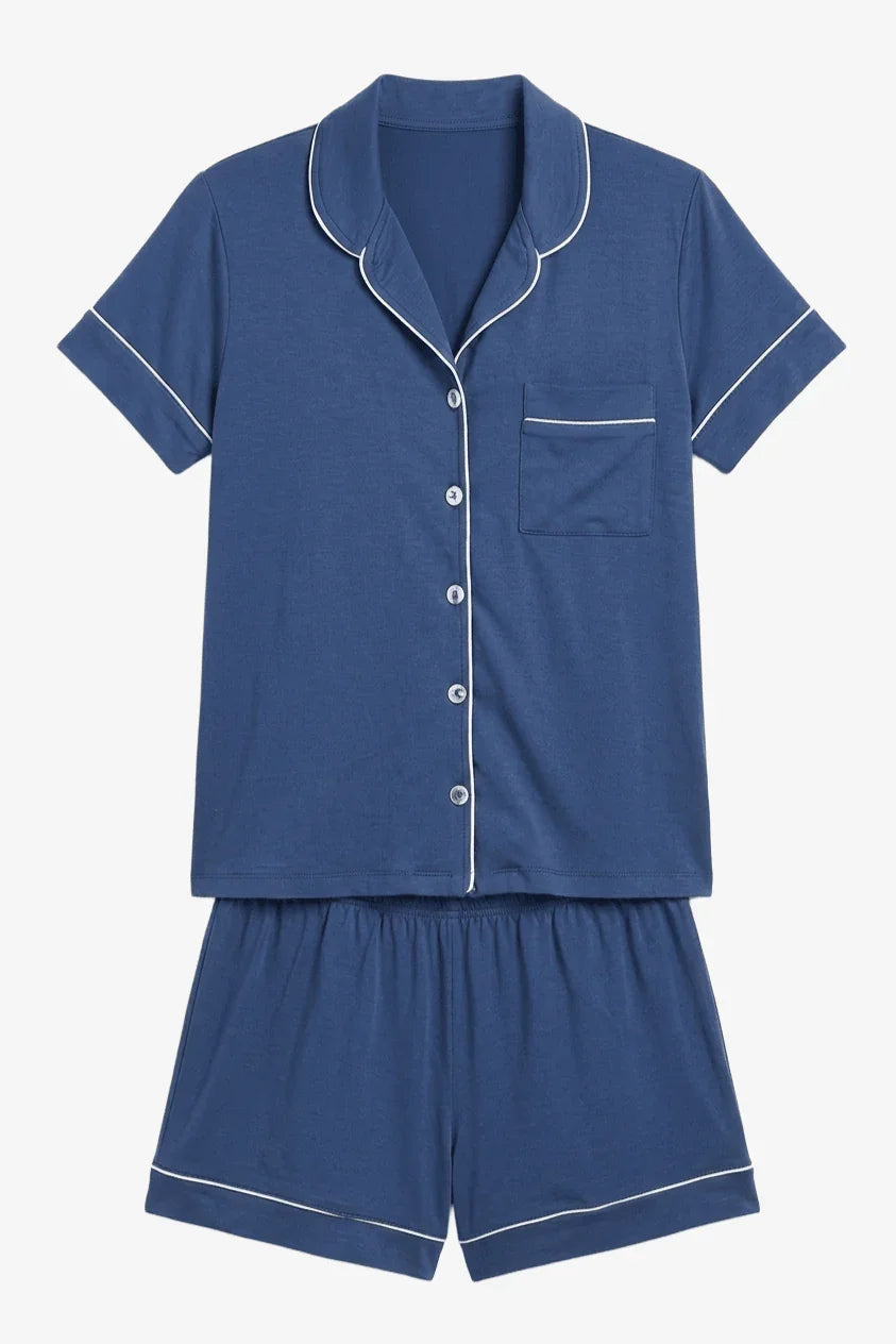 Piped Short Pyjama Set - Carina - Babazzaro