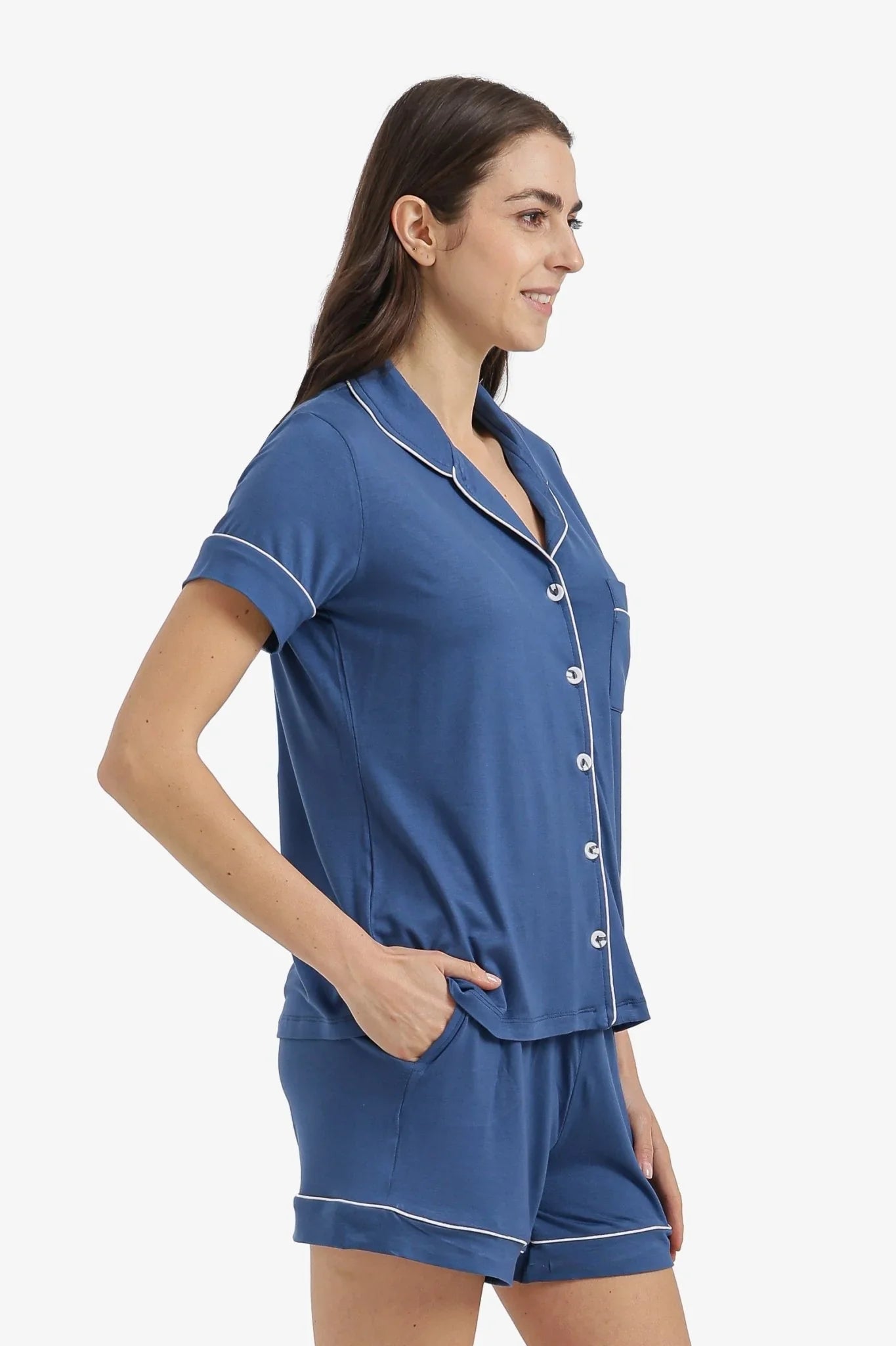 Piped Short Pyjama Set - Carina - Babazzaro