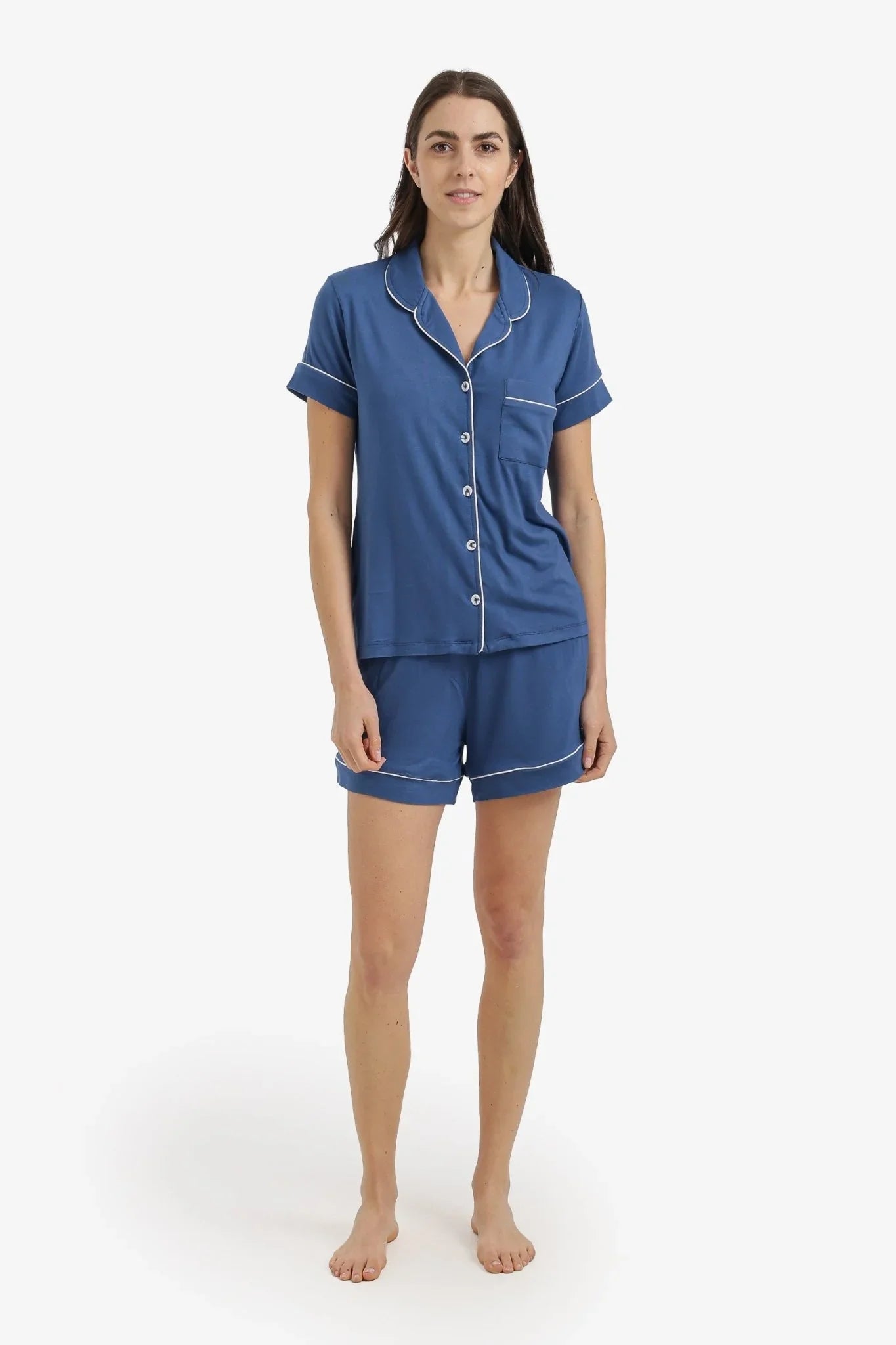 Piped Short Pyjama Set - Carina - Babazzaro