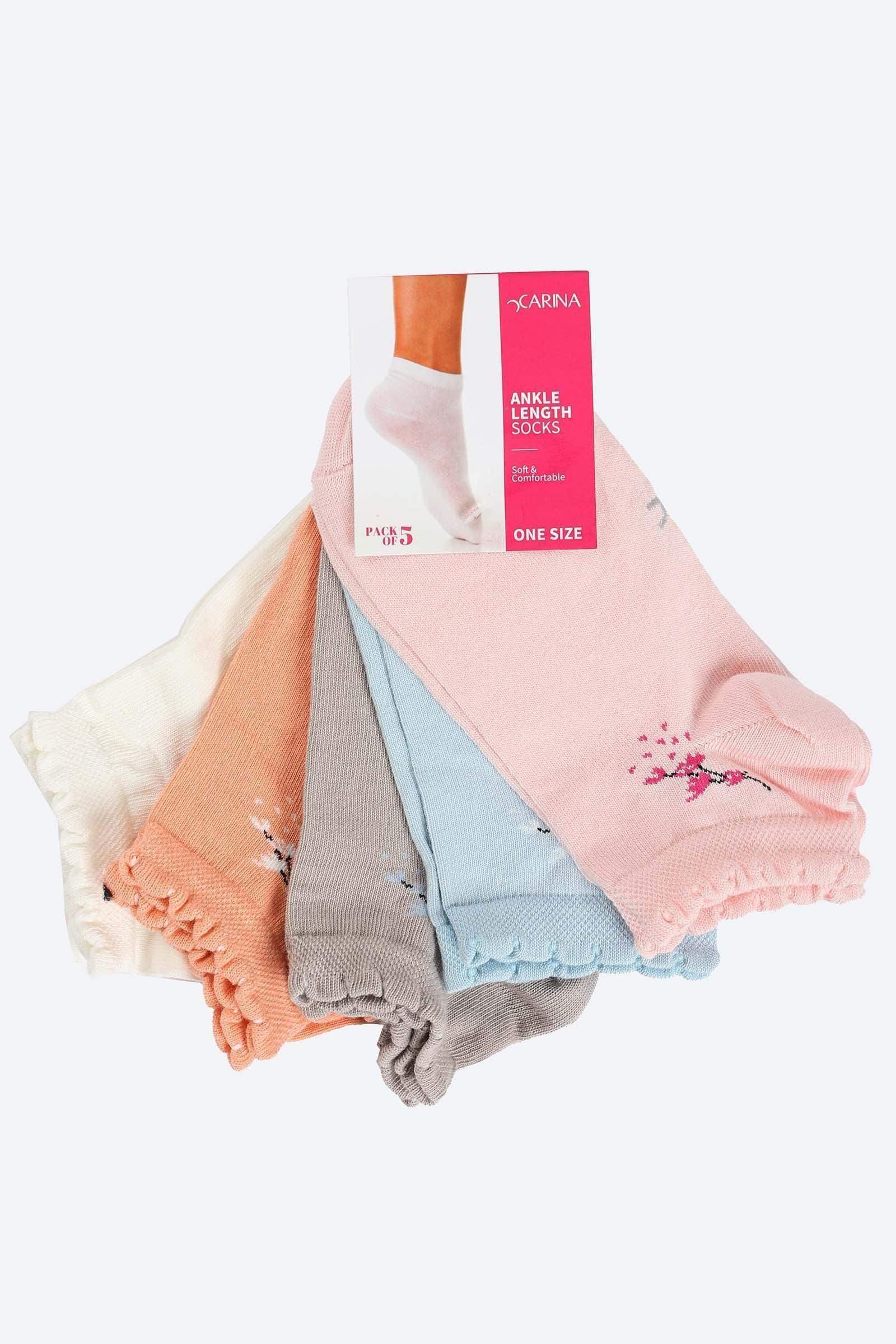 Carina - Printed Ankle Length Socks - 5 Pairs 1