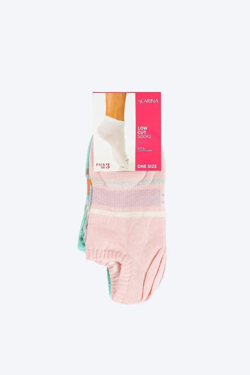 Carina - Printed Low Cut Socks - 3 Pairs 3