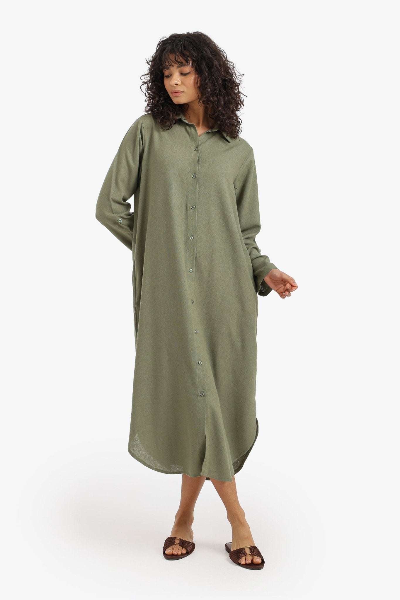 Relaxed Button Down Dress - Clue - Babazzaro