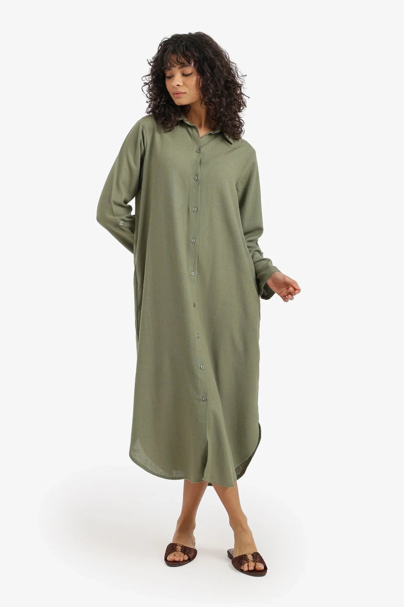 Relaxed Button Down Dress - Clue - Babazzaro