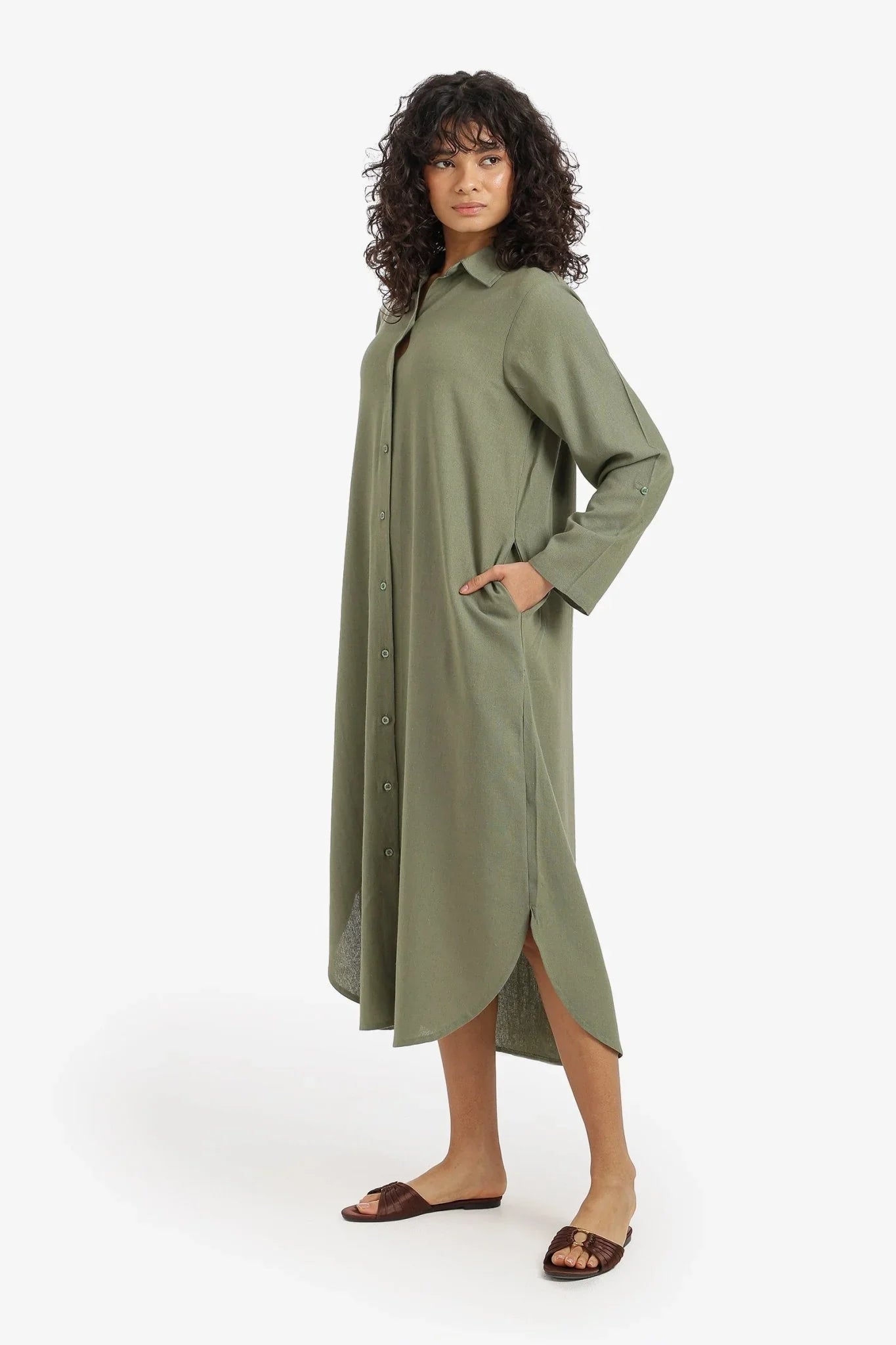 Relaxed Button Down Dress - Clue - Babazzaro