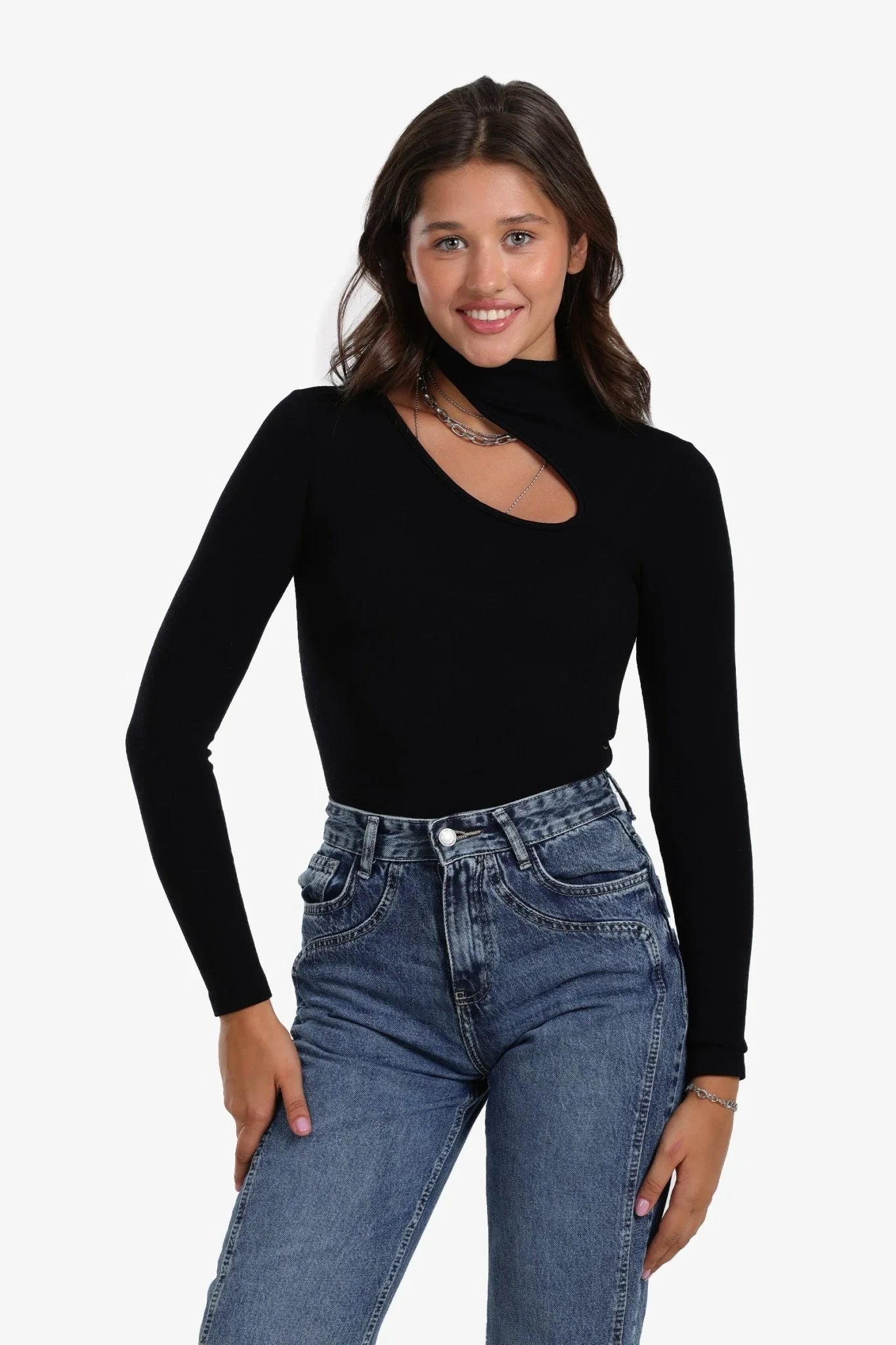 Ribbed Cutout Microfiber Bodysuit - Clue - Babazzaro