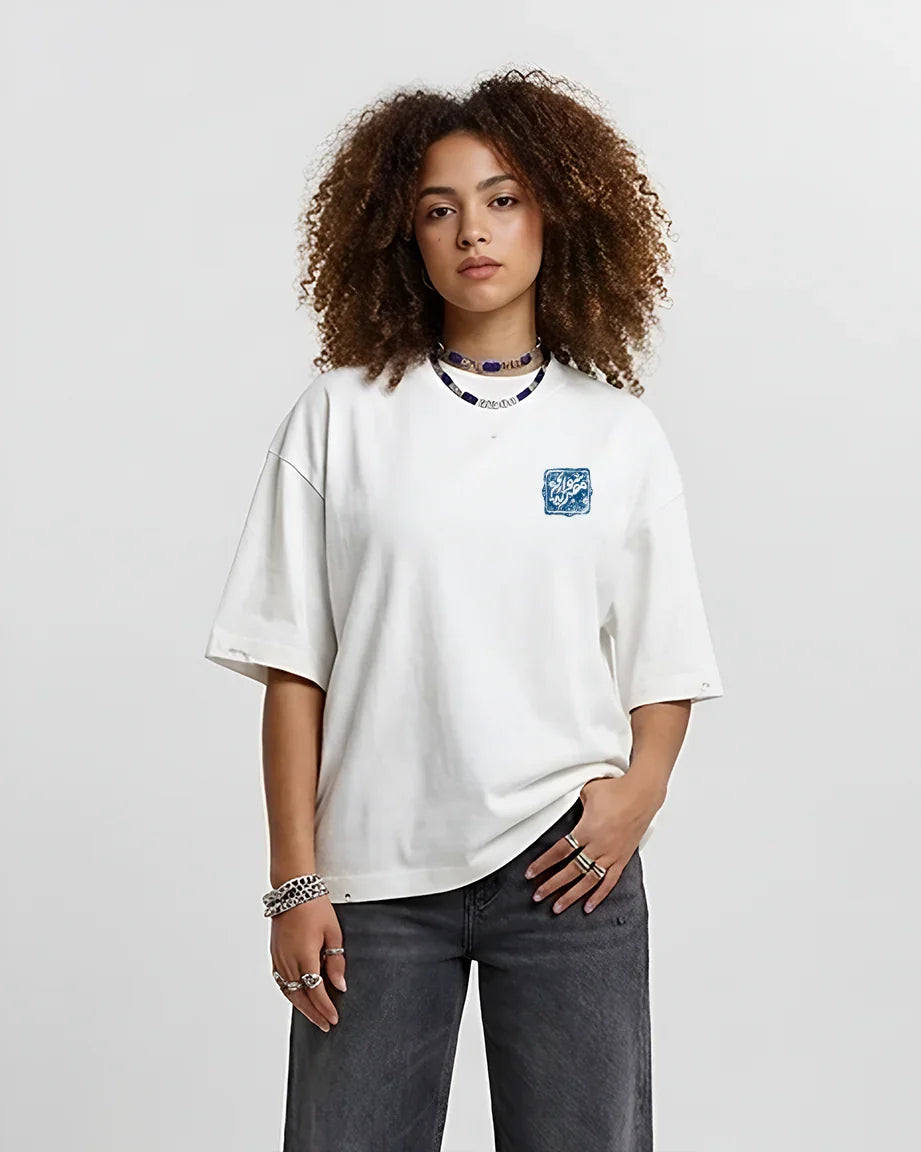 AL Ahram Women Oversized SS T-Shirt - Off White - NAS Trends 2