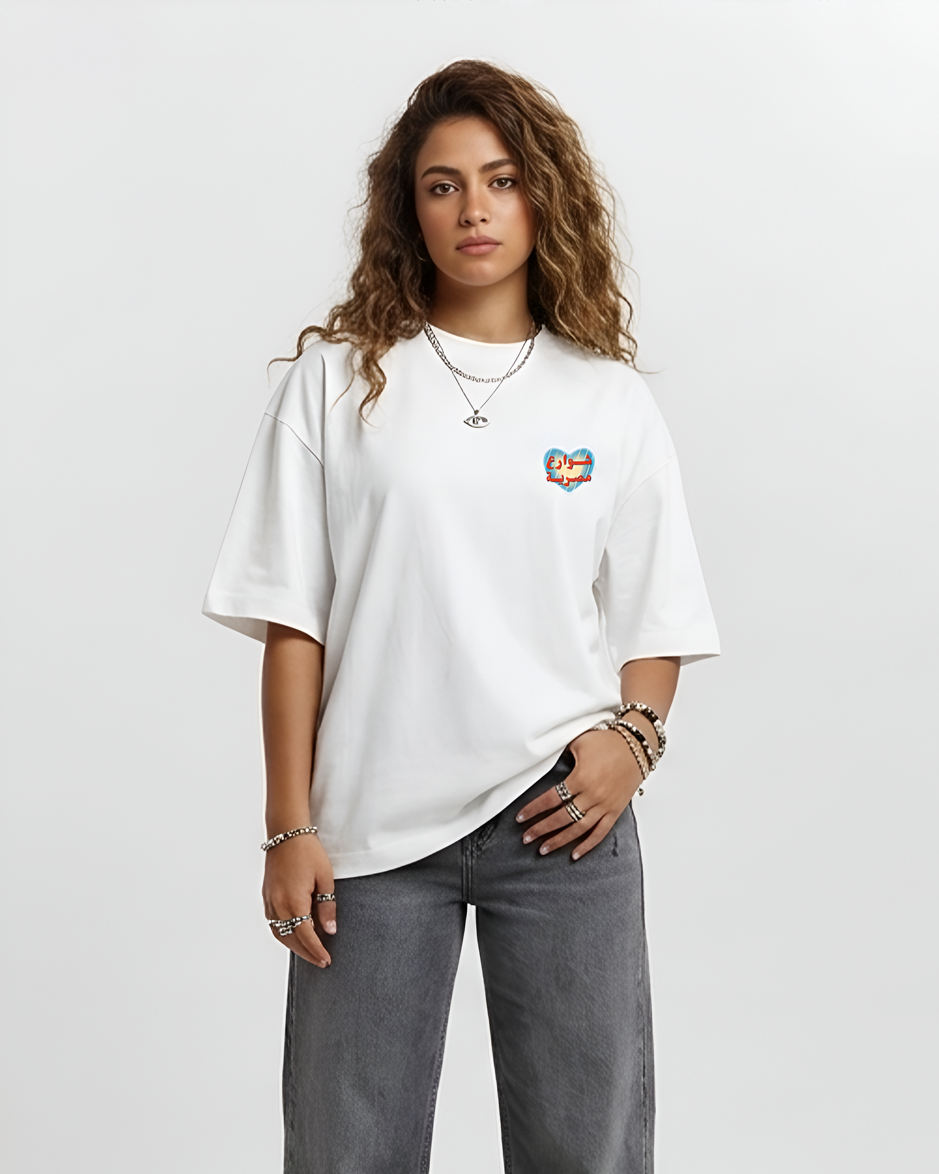 Tal3an 3eshi Women Oversized SS T-Shirt - Off White - NAS Trends 2